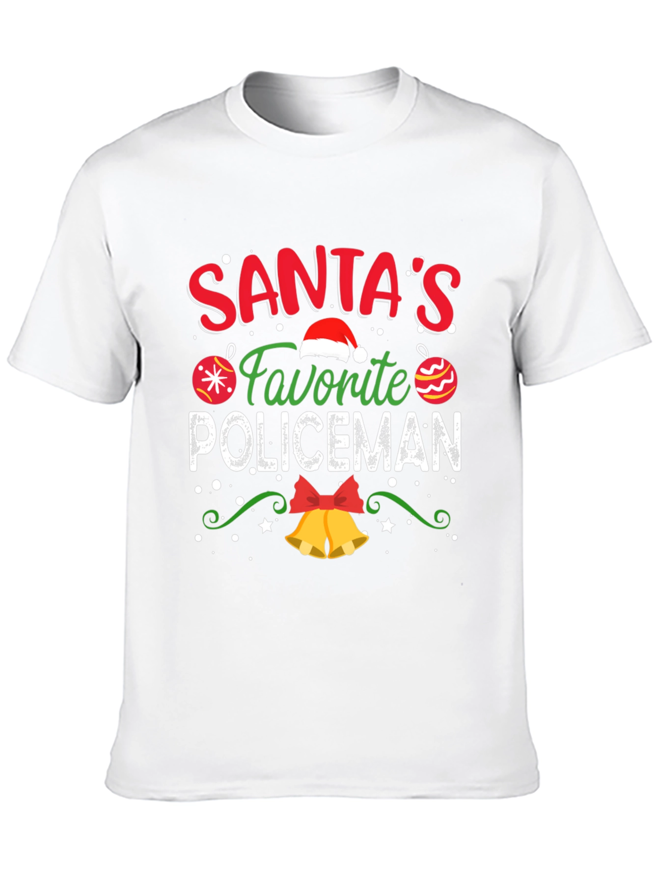 Santas Favorite Policeman Christmas Graphic T-Shirt