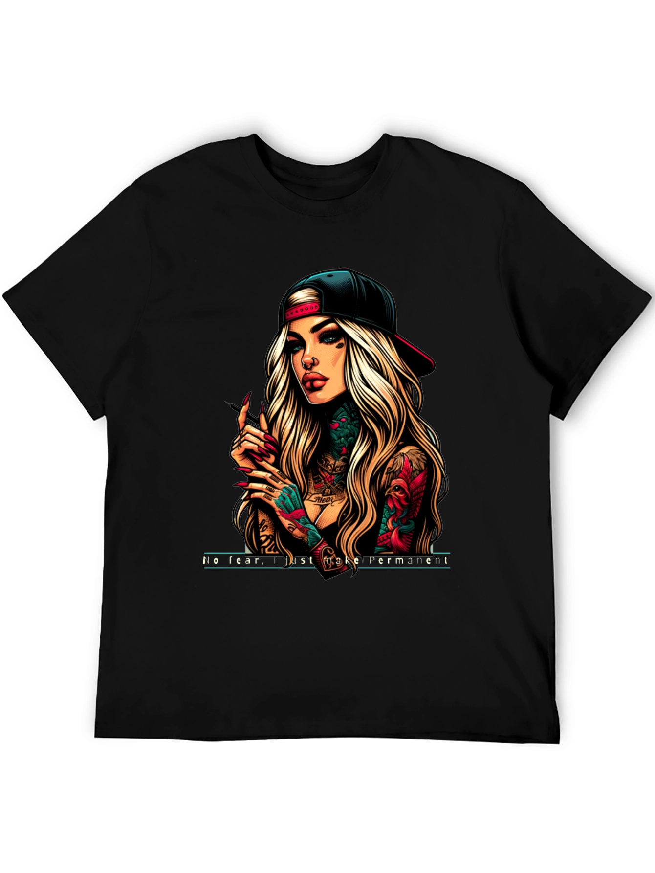 Tattooed Woman Graphic Tee - Edgy Streetwear