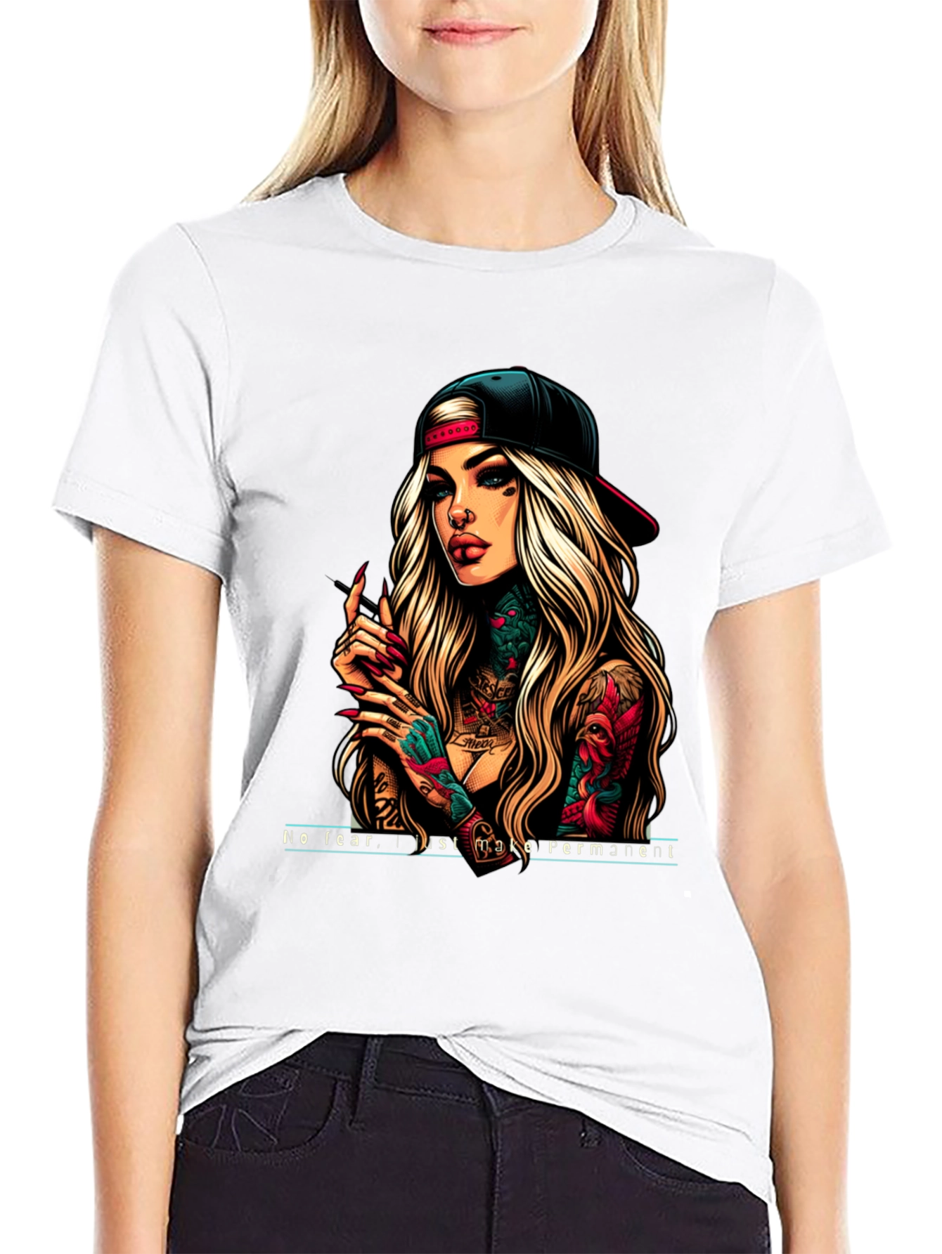 Tattooed Woman Graphic Tee - Edgy Streetwear