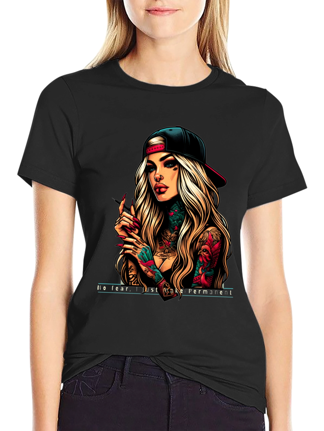 Tattooed Woman Graphic Tee - Edgy Streetwear