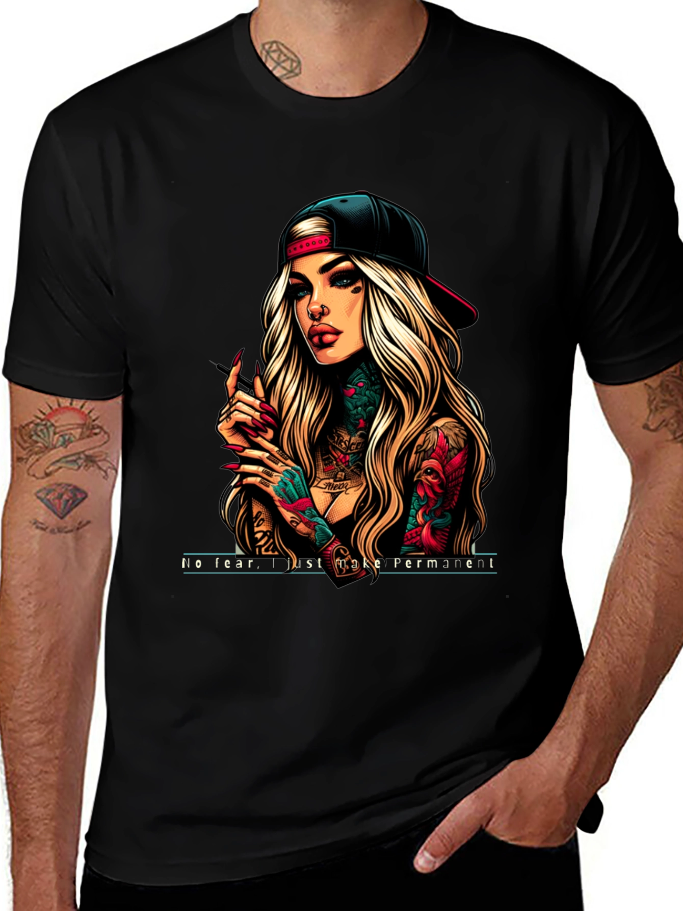 Tattooed Woman Graphic Tee - Edgy Streetwear