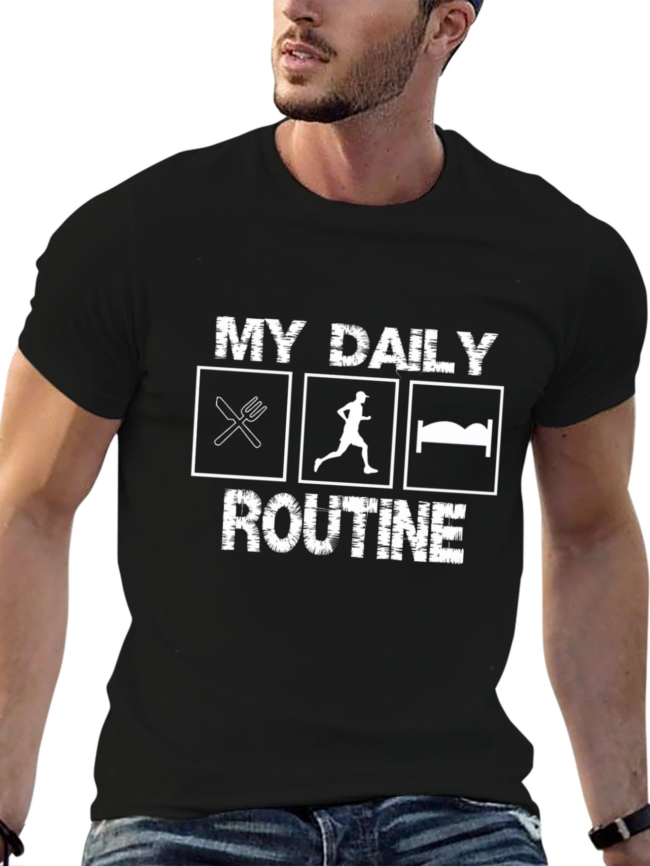 My Daily Routine Black Graphic Tee