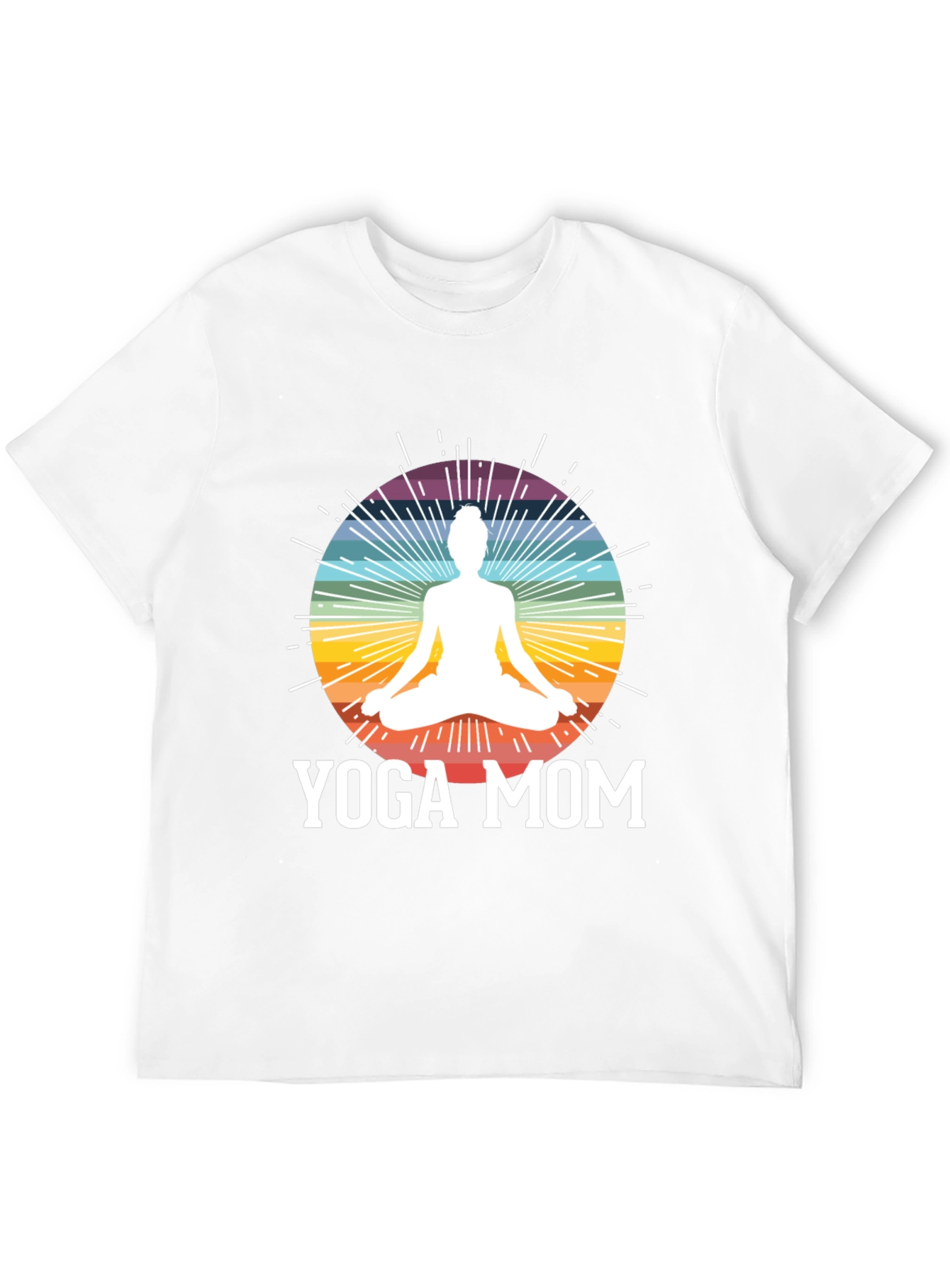Yoga Mom Black T-Shirt - Meditation Rainbow Design