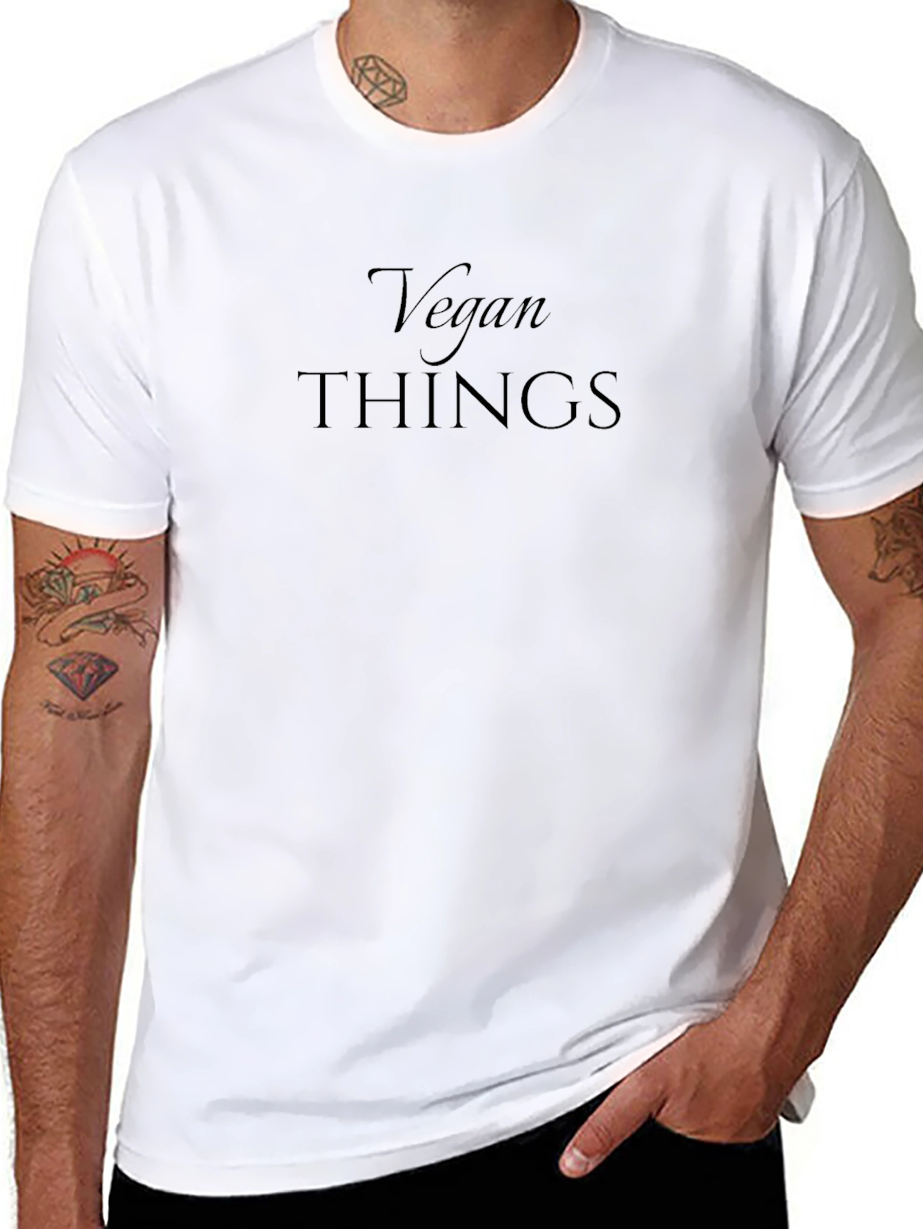 Vegan Things Black Graphic T-Shirt Casual Tee