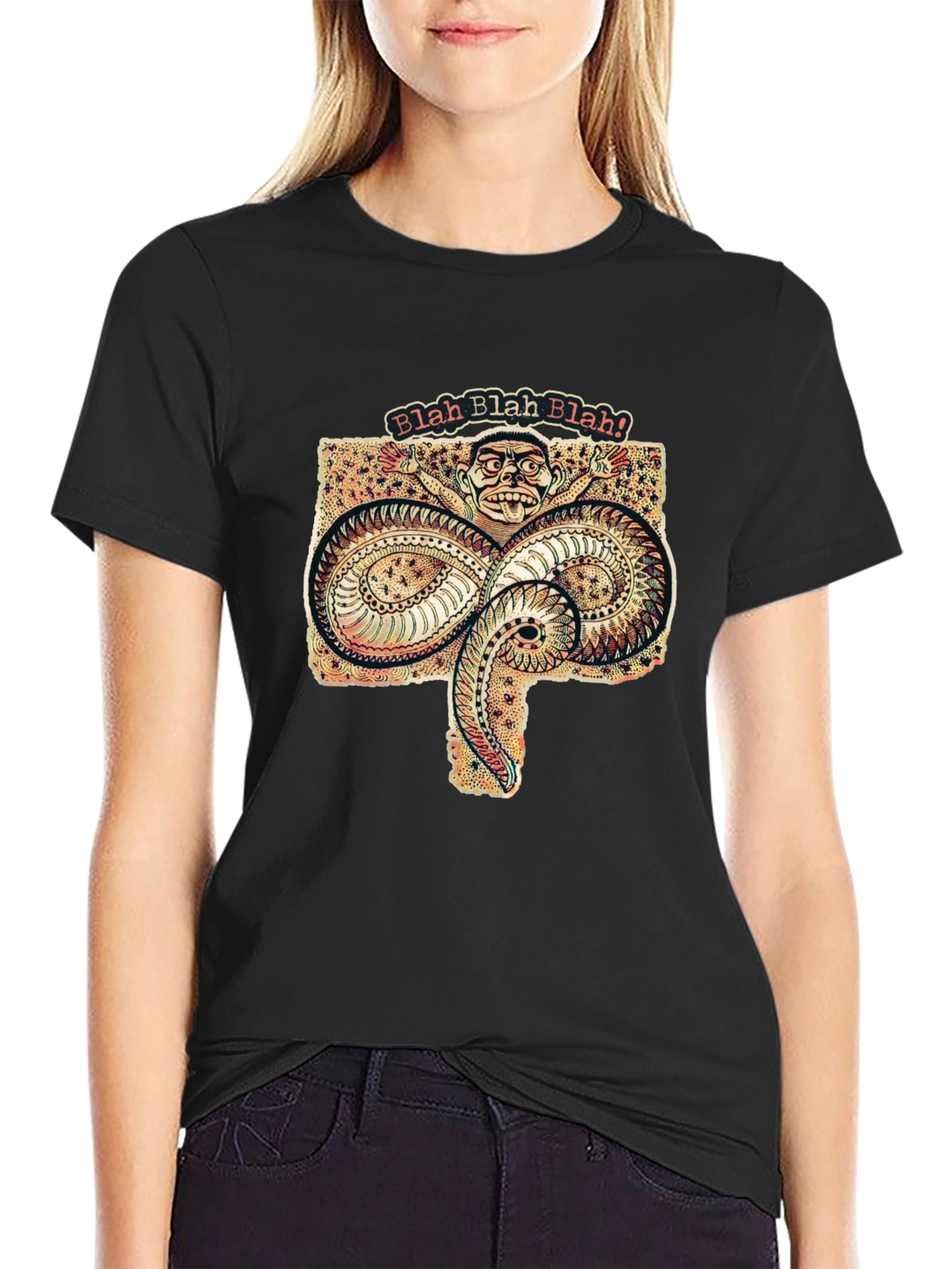 Blah Blah Graphic Tee - Unique Serpent Design