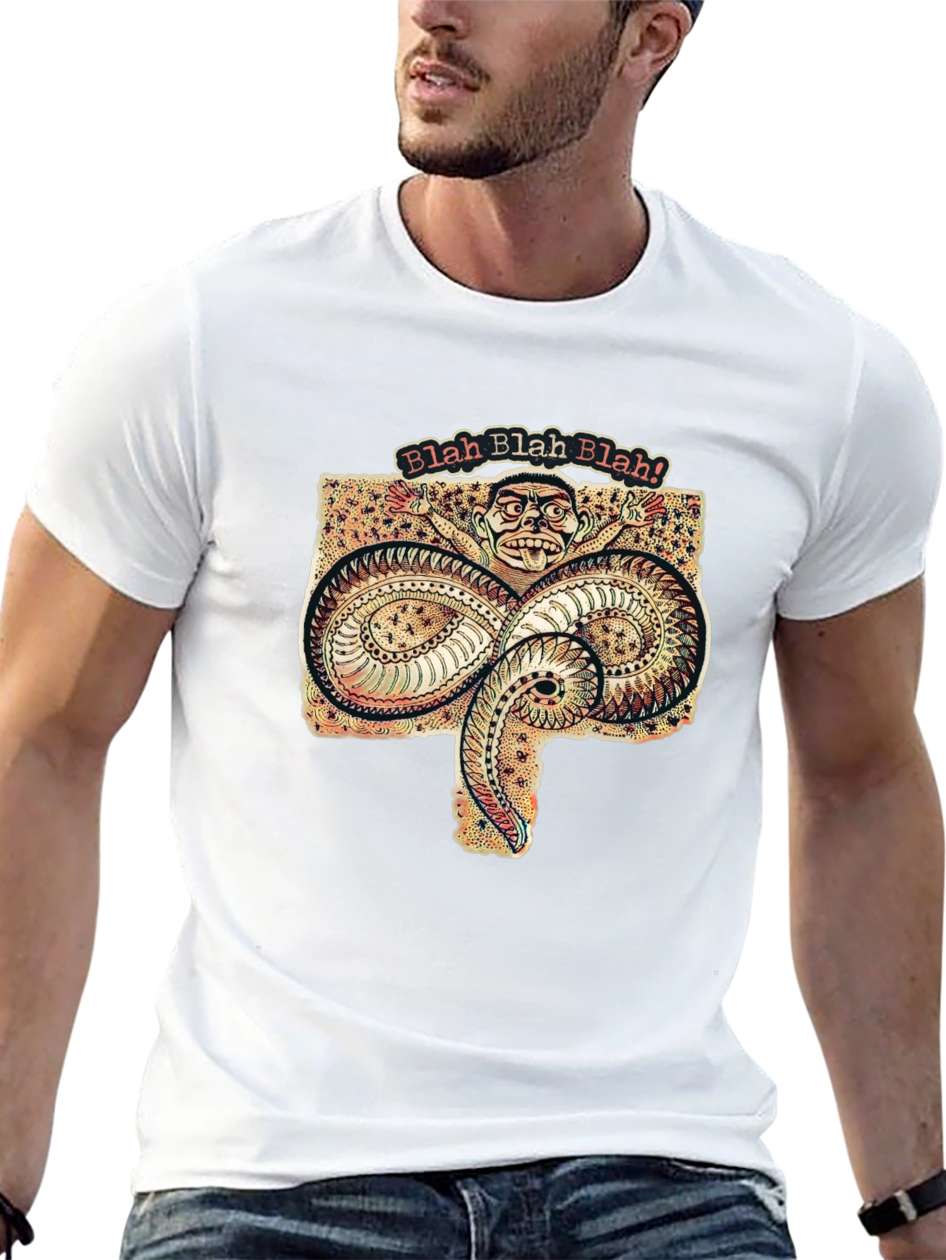 Blah Blah Graphic Tee - Unique Serpent Design