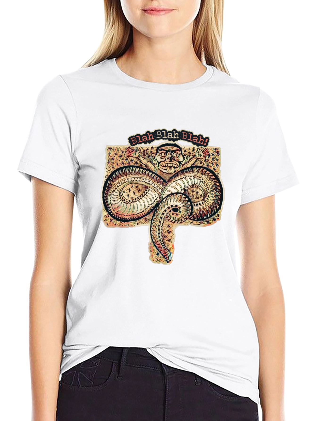 Blah Blah Graphic Tee - Unique Serpent Design