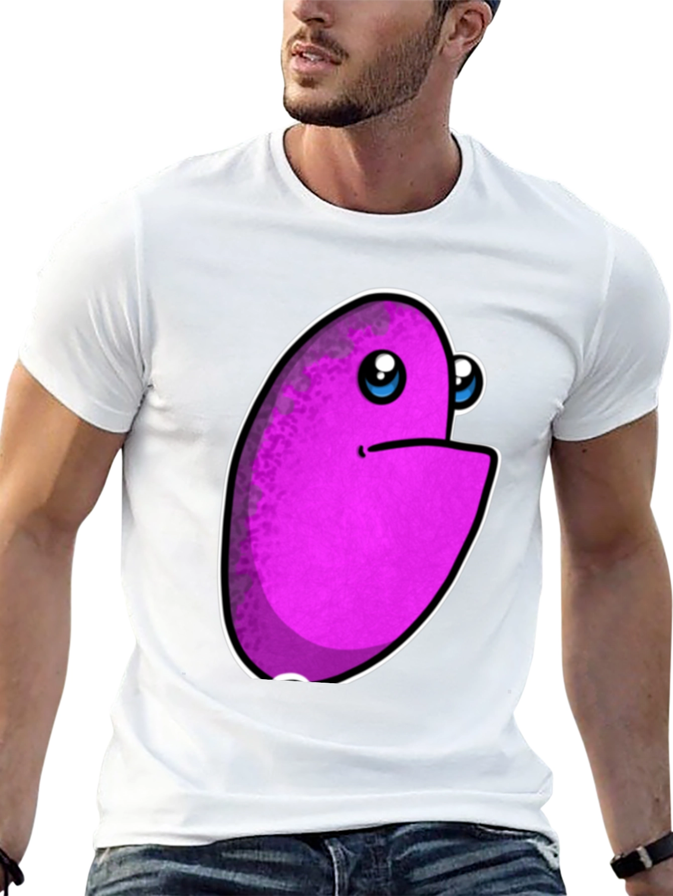Purple Monster Graphic Print Mens Black T-Shirt