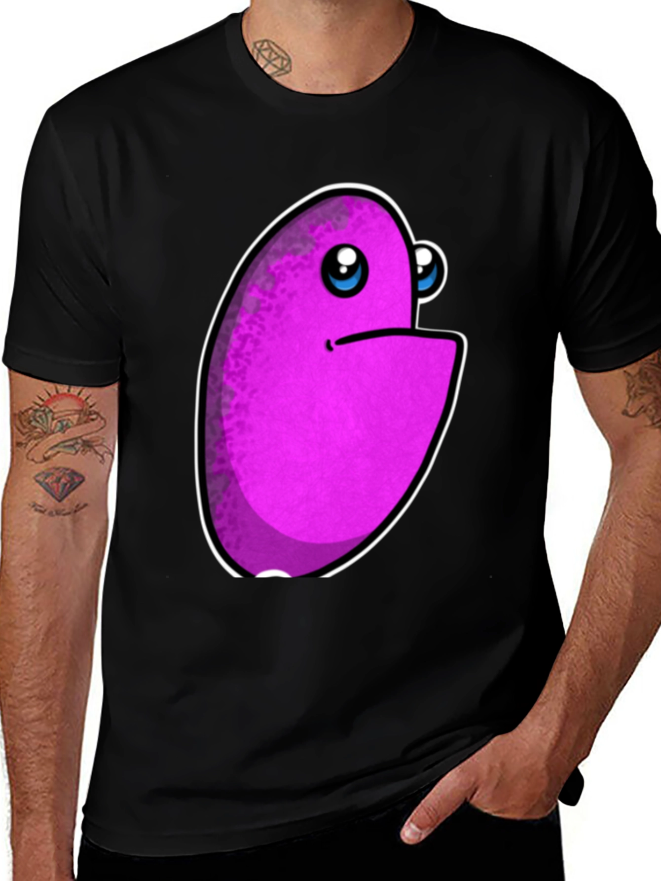 Purple Monster Graphic Print Mens Black T-Shirt