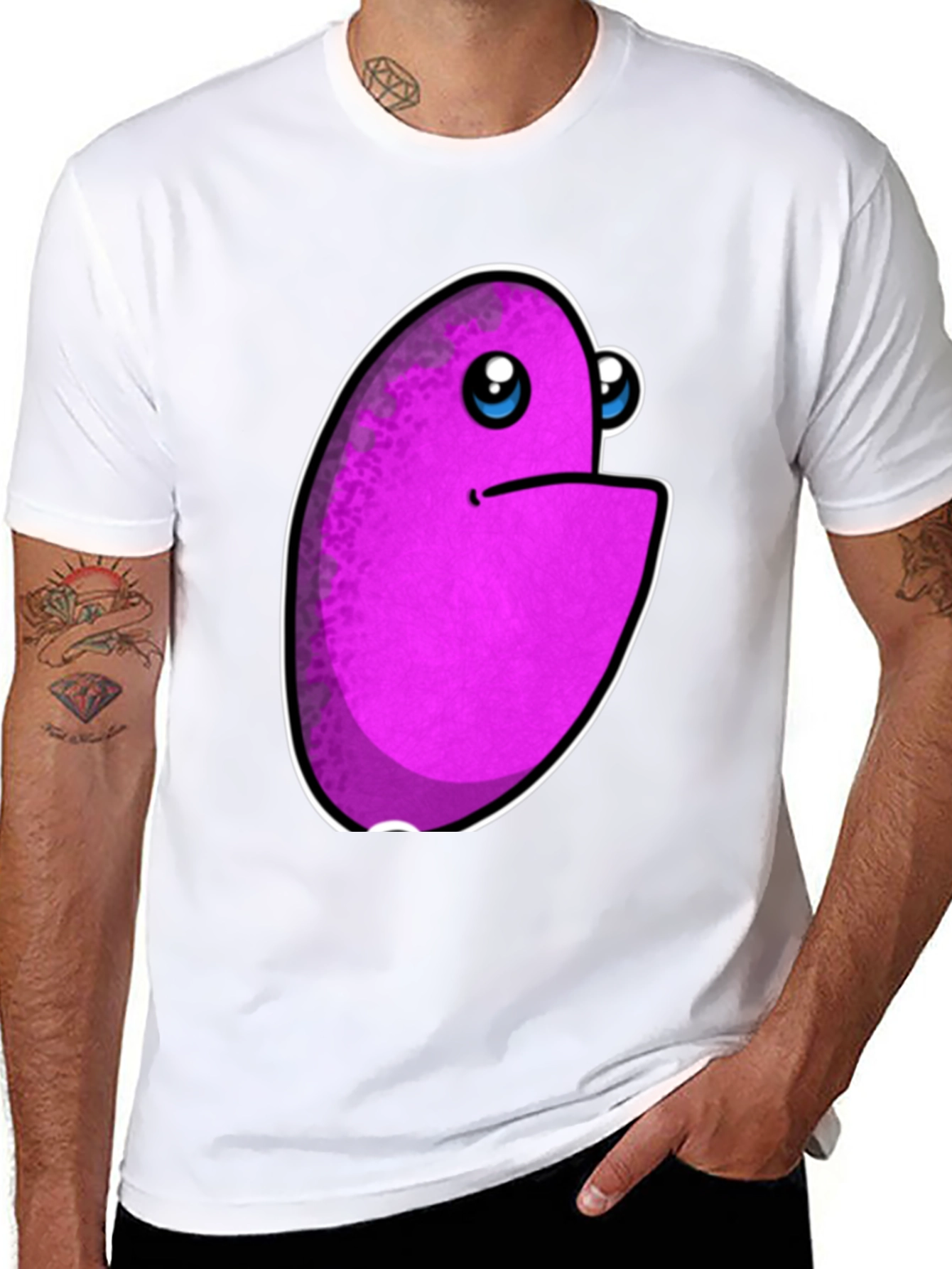 Purple Monster Graphic Print Mens Black T-Shirt