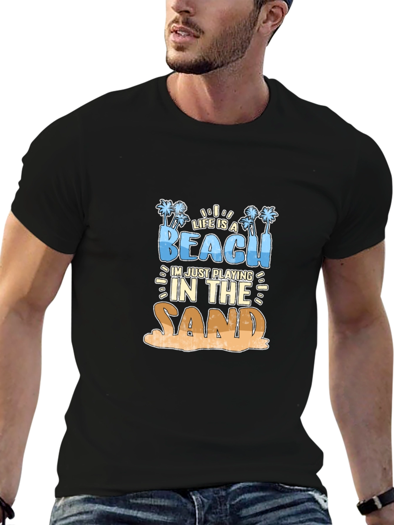 Life is a Beach Mens Black T-Shirt