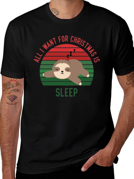 All I Want for Christmas Is Sleep Sloth Graphic Tee
