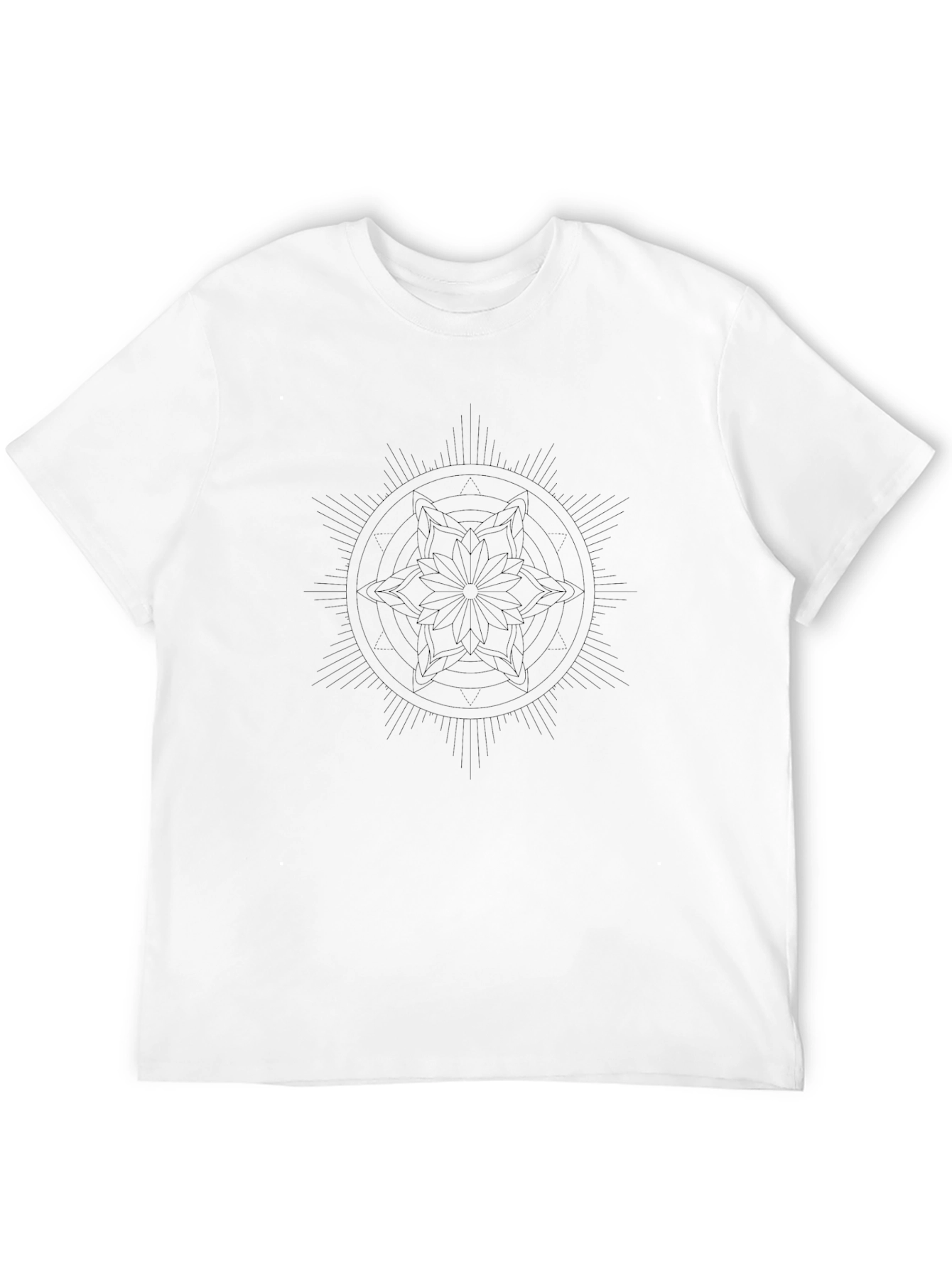 Mens Black Graphic Tee - Mandala Design