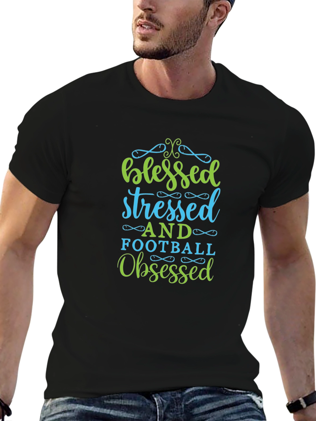 Blessed Stressed Football Obsessed Graphic Tee