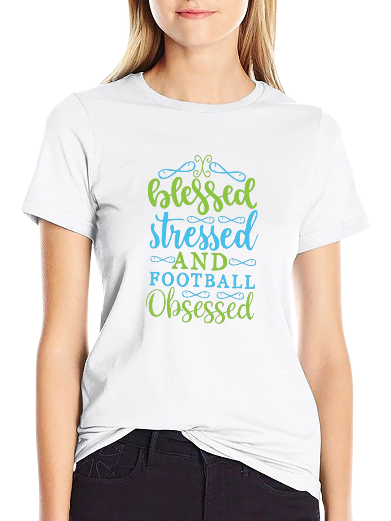 Blessed Stressed Football Obsessed Graphic Tee
