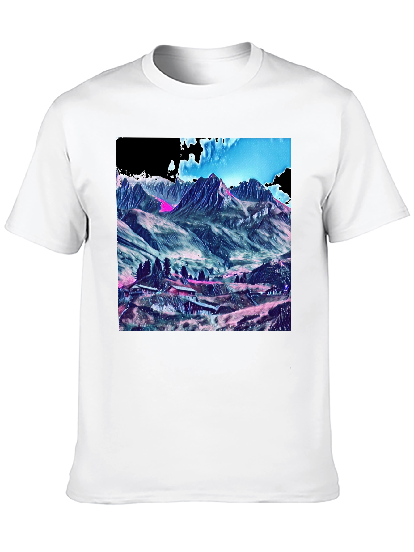 Mountains Graphic Tee - Stylish Black Cotton T-Shirt