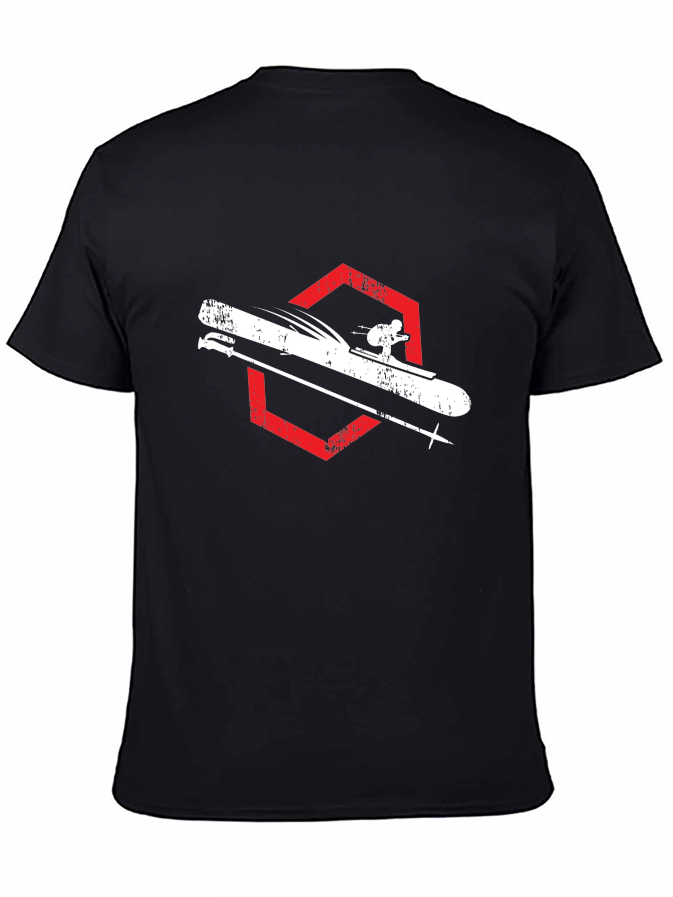 Skiing Graphic Tee - Black Cotton Shirt