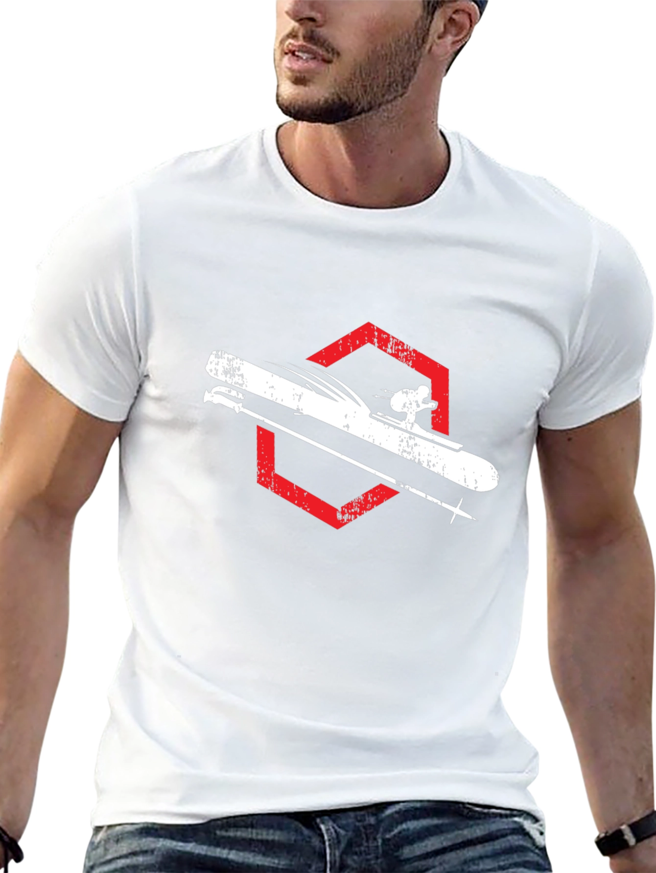 Skiing Graphic Tee - Black Cotton Shirt