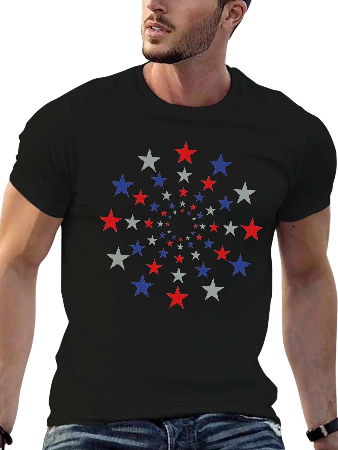 Star Pattern Tee - Patriotic Style