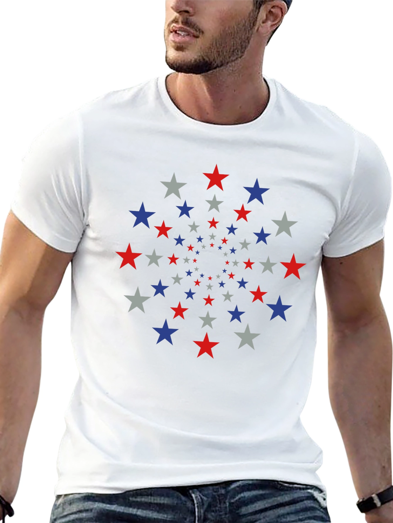 Star Pattern Tee - Patriotic Style