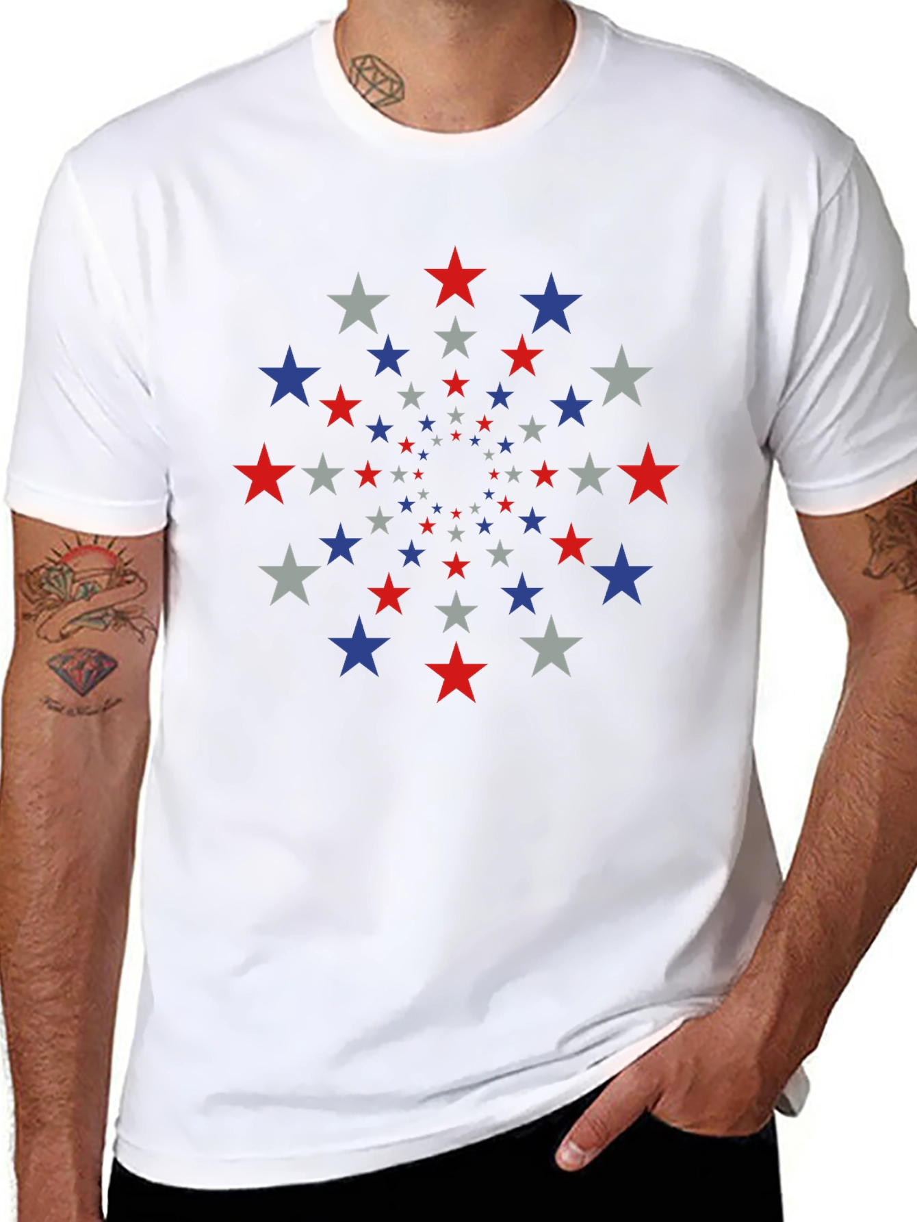 Star Pattern Tee - Patriotic Style