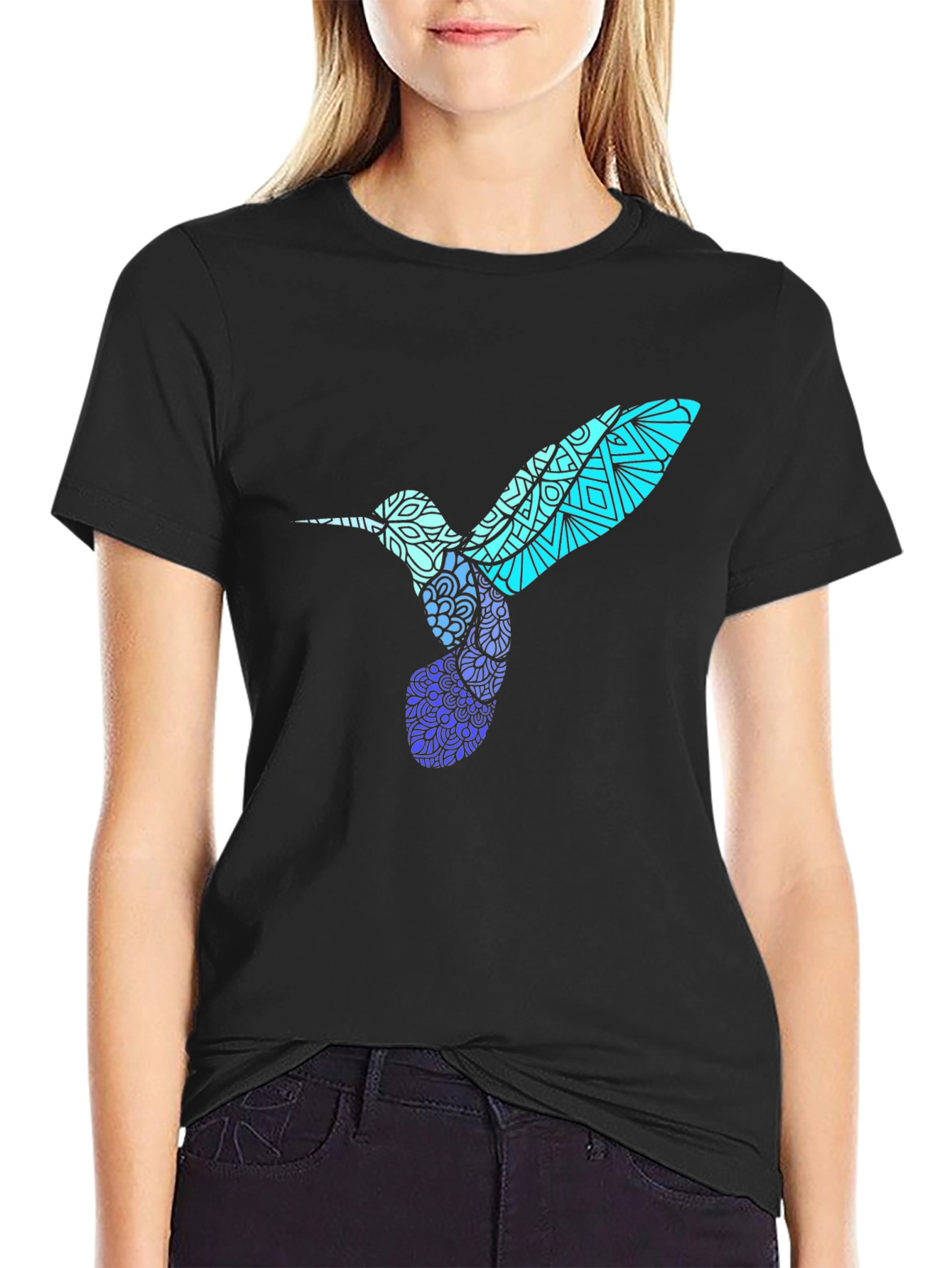 Hummingbird Graphic Tee - Stylish Mens Black T-Shirt