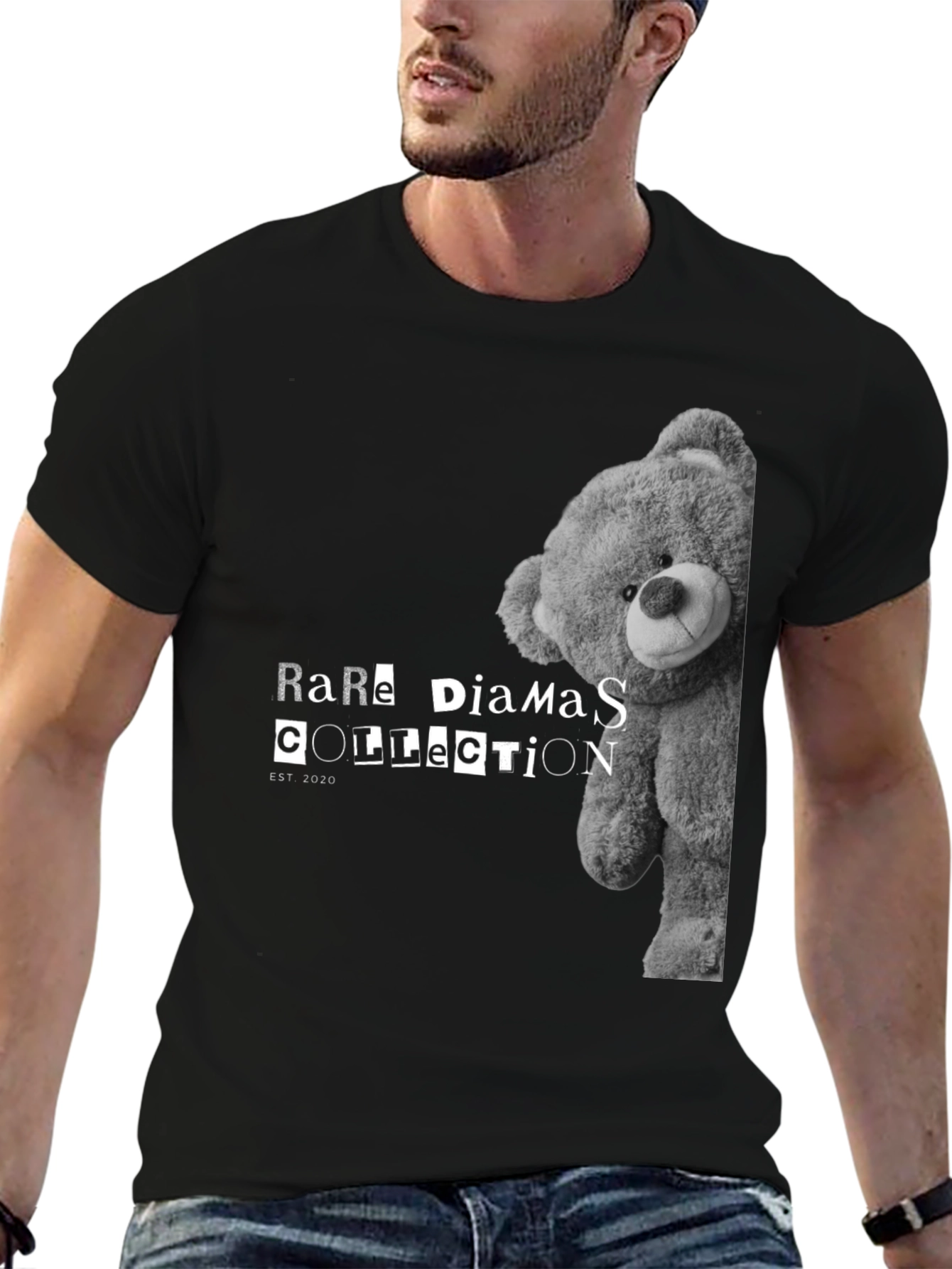 Rare Diamas Collection Teddy Bear Black T-Shirt