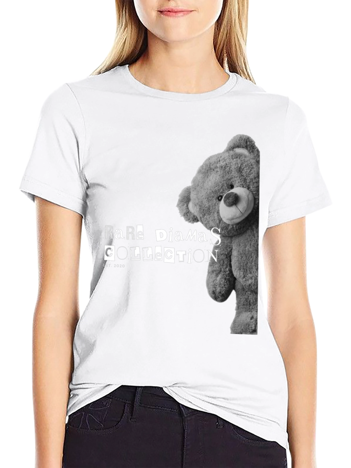 Rare Diamas Collection Teddy Bear Black T-Shirt