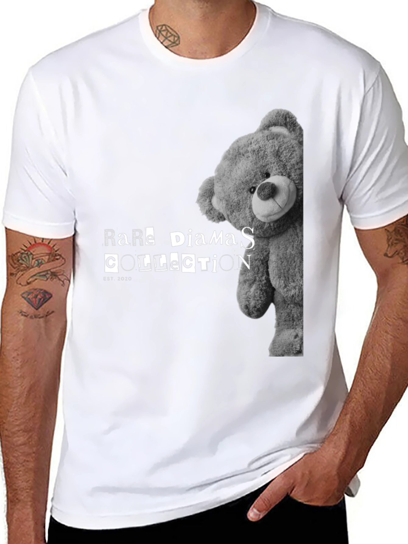 Rare Diamas Collection Teddy Bear Black T-Shirt