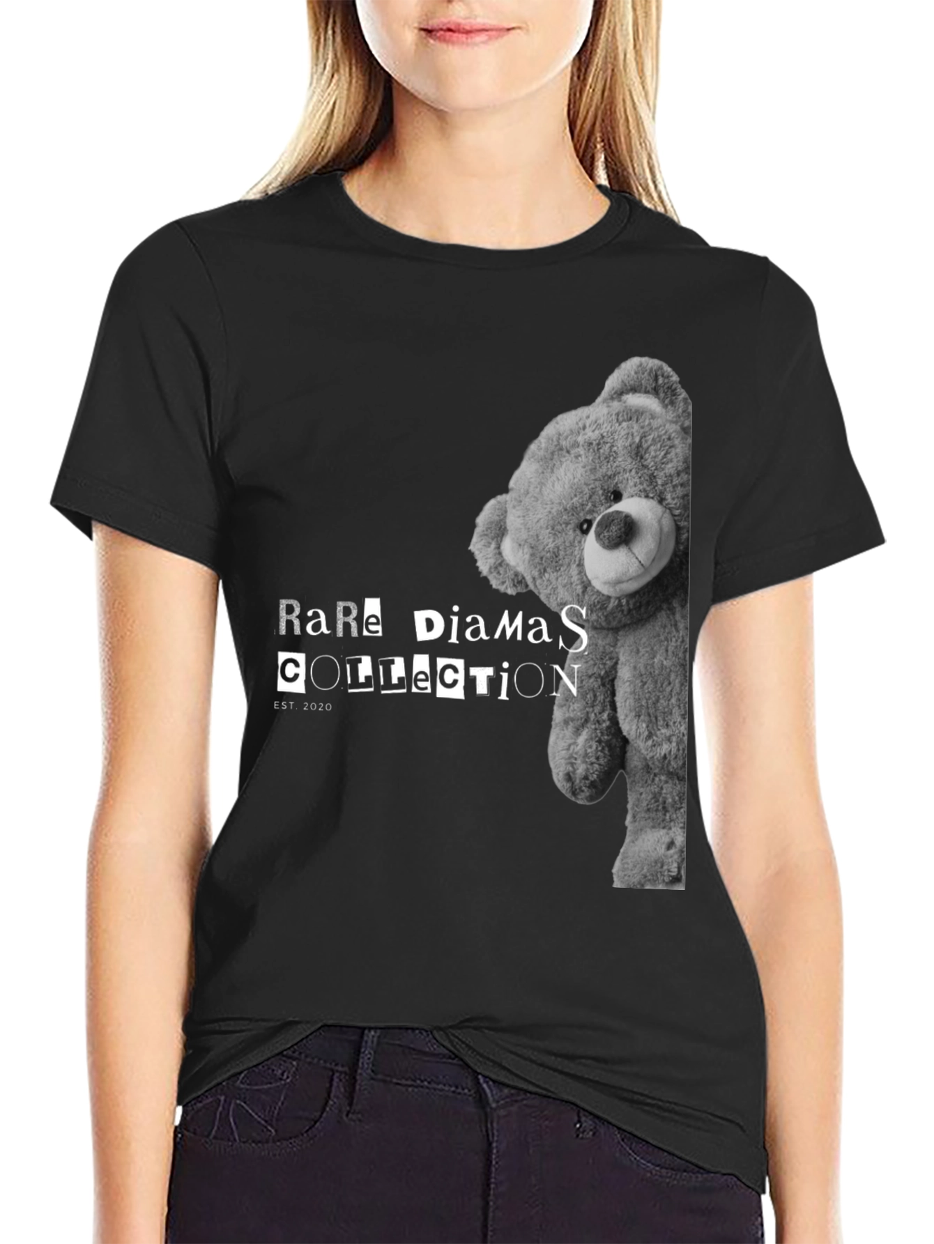 Rare Diamas Collection Teddy Bear Black T-Shirt