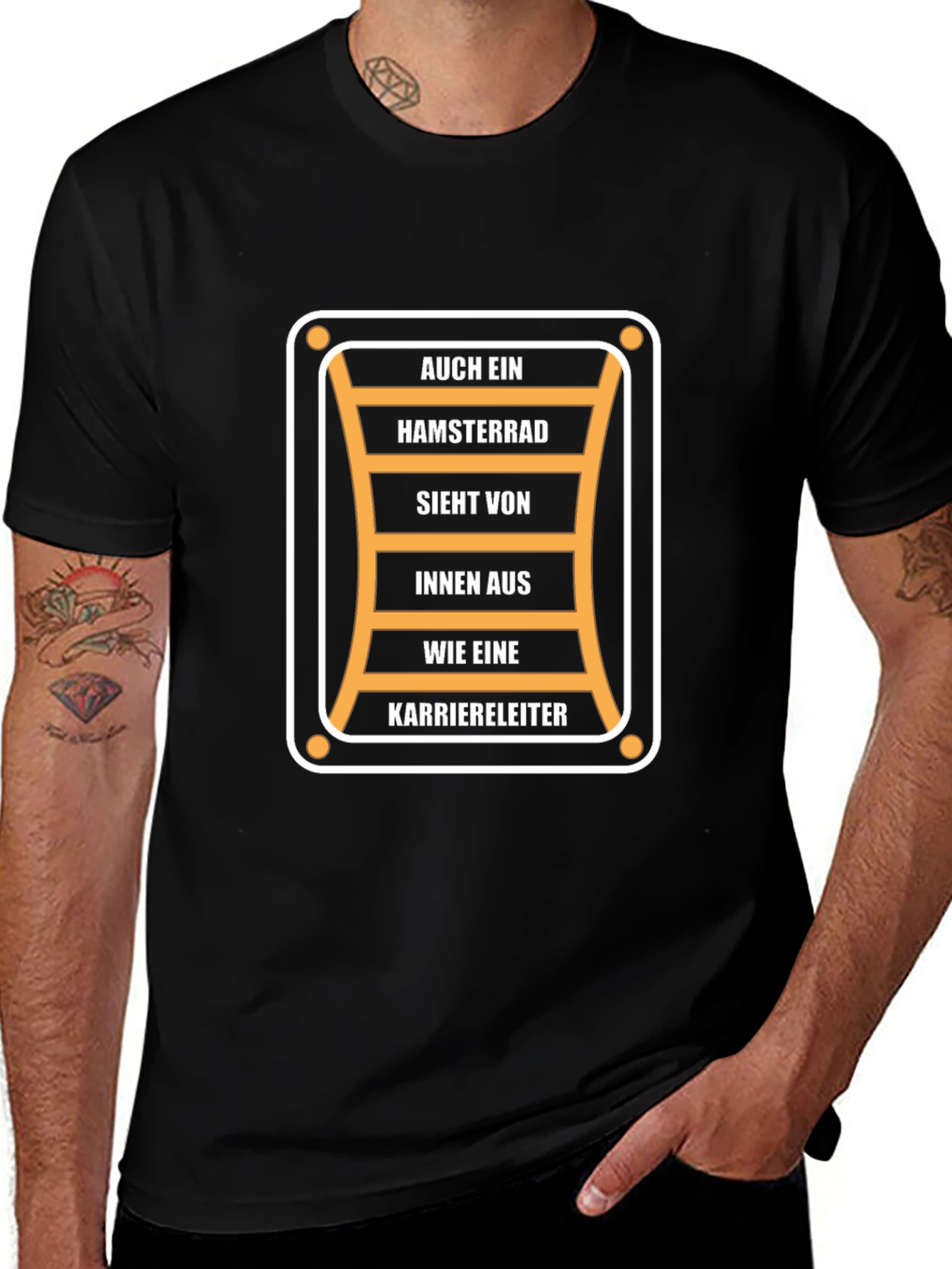 Humorous Career Ladder T-Shirt - Black