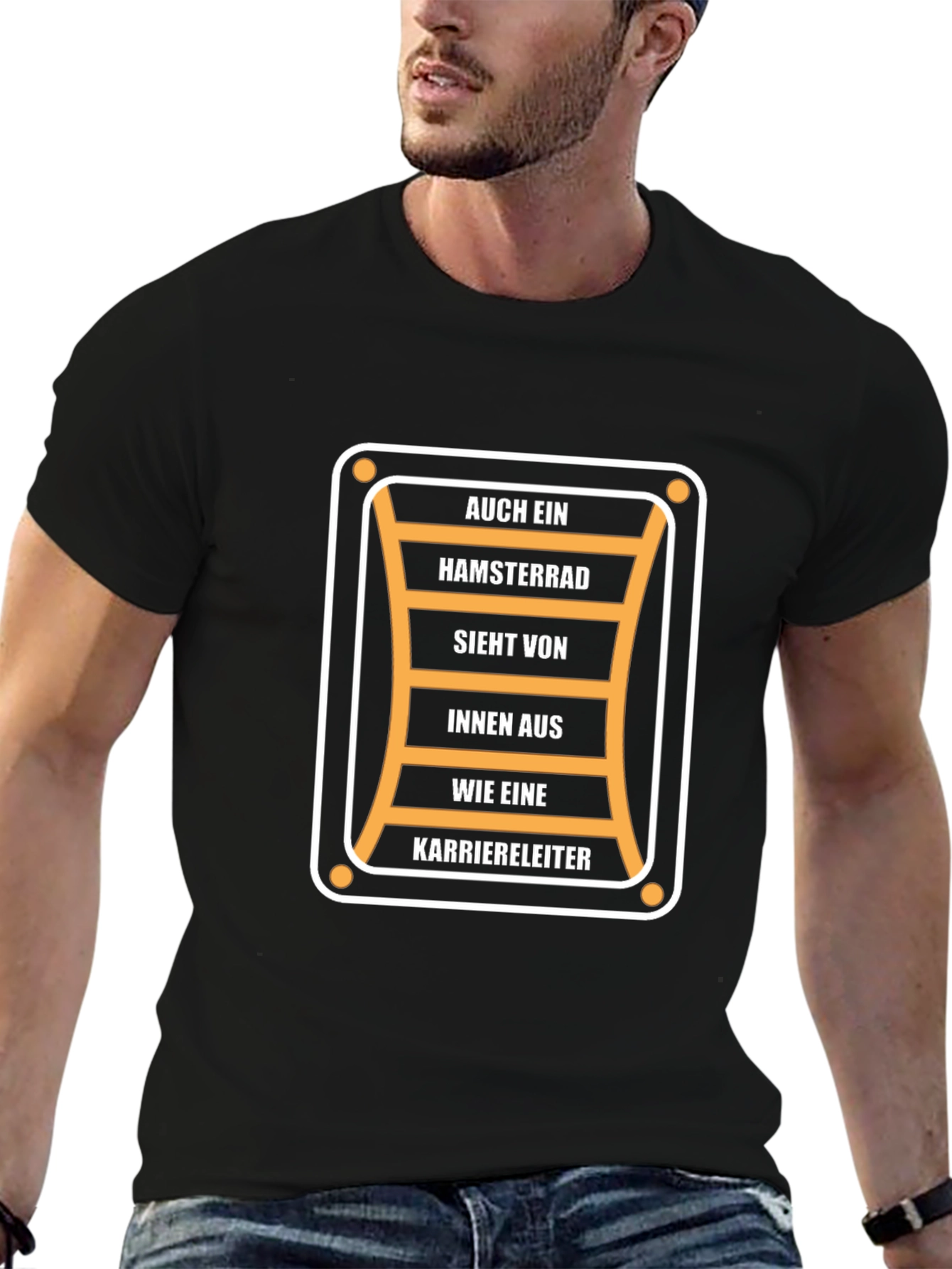Humorous Career Ladder T-Shirt - Black