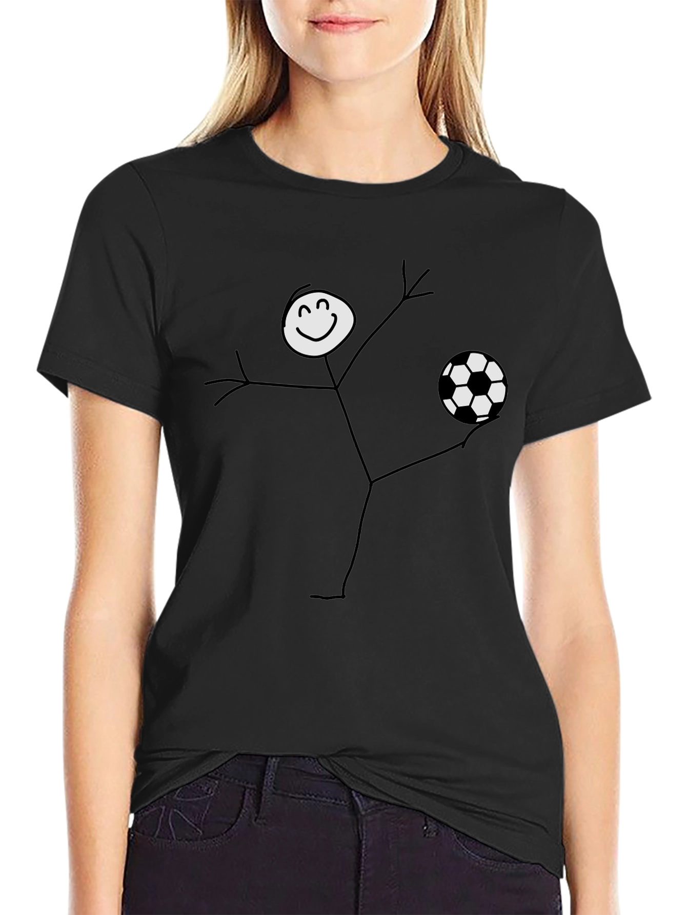 Soccer Stick Figure Graphic Tee - Black