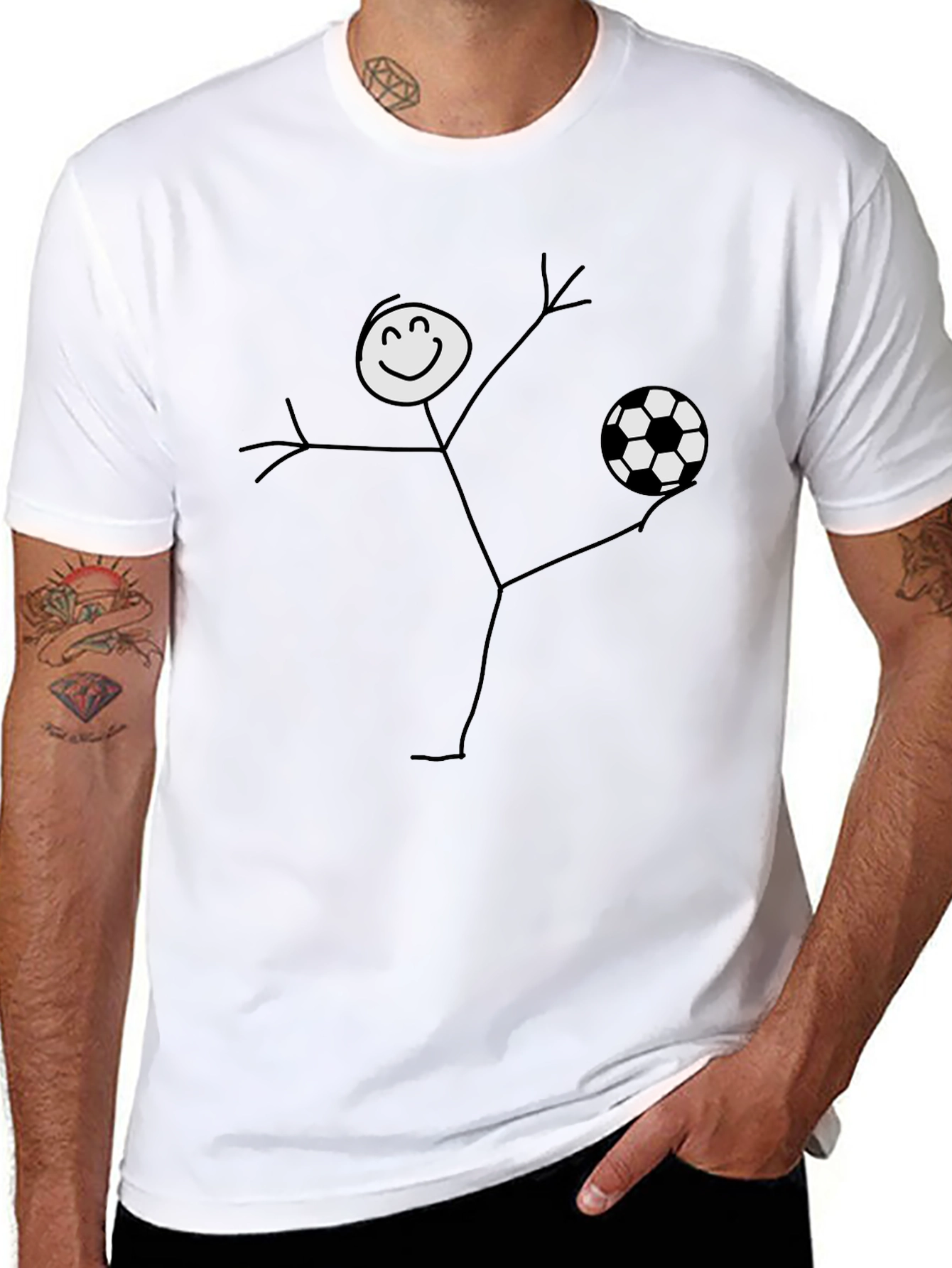 Soccer Stick Figure Graphic Tee - Black
