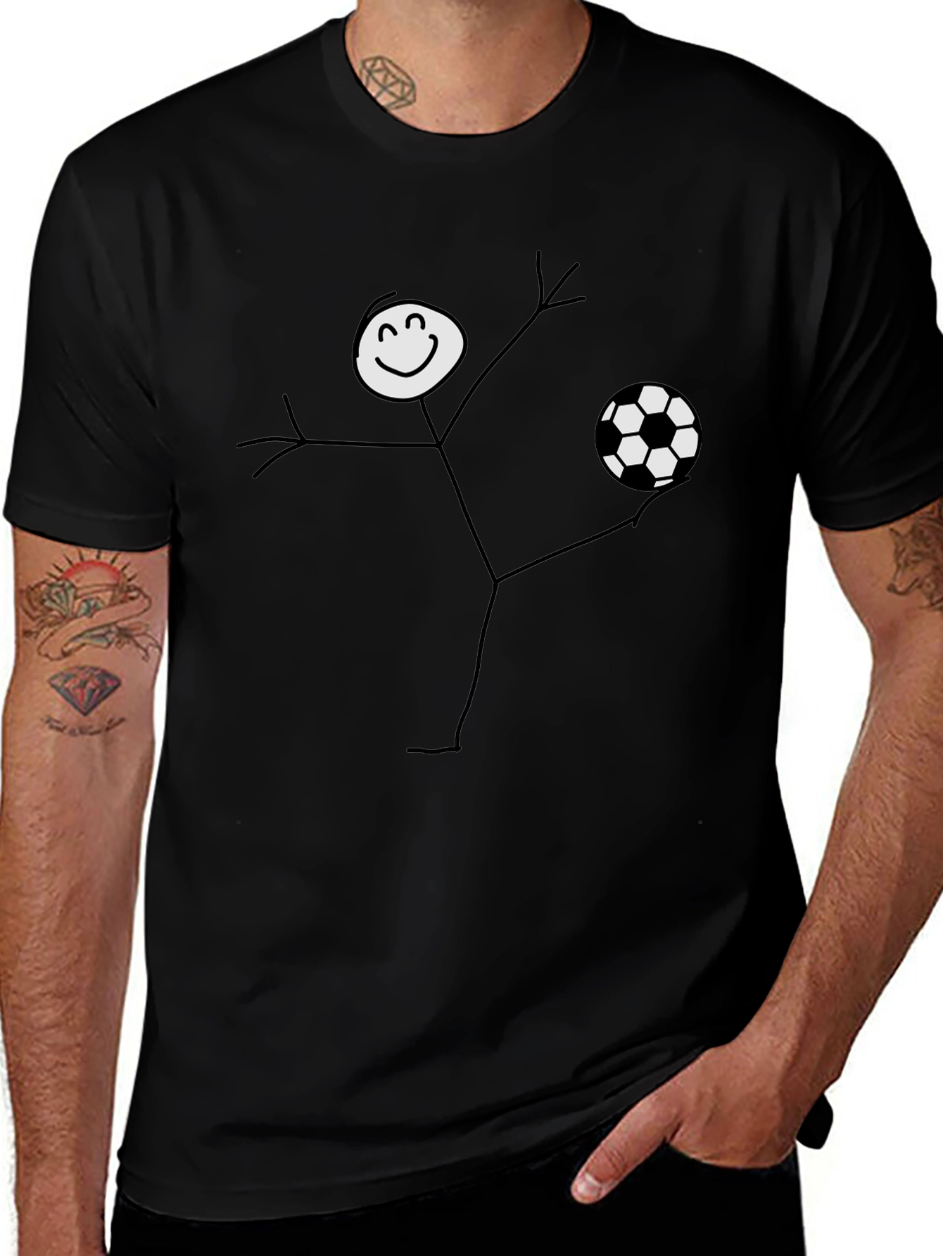 Soccer Stick Figure Graphic Tee - Black