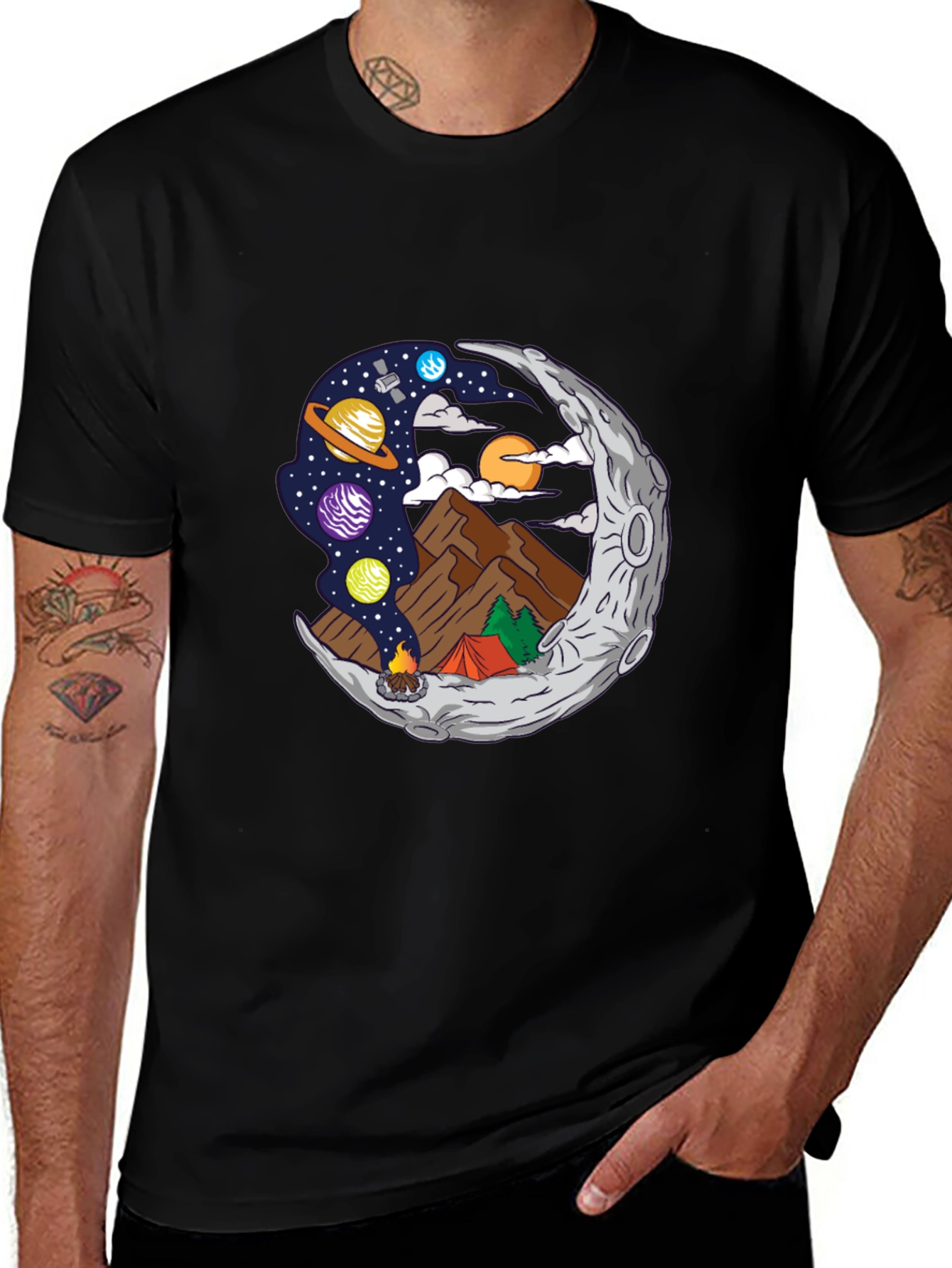 Cosmic Camping Black T-Shirt