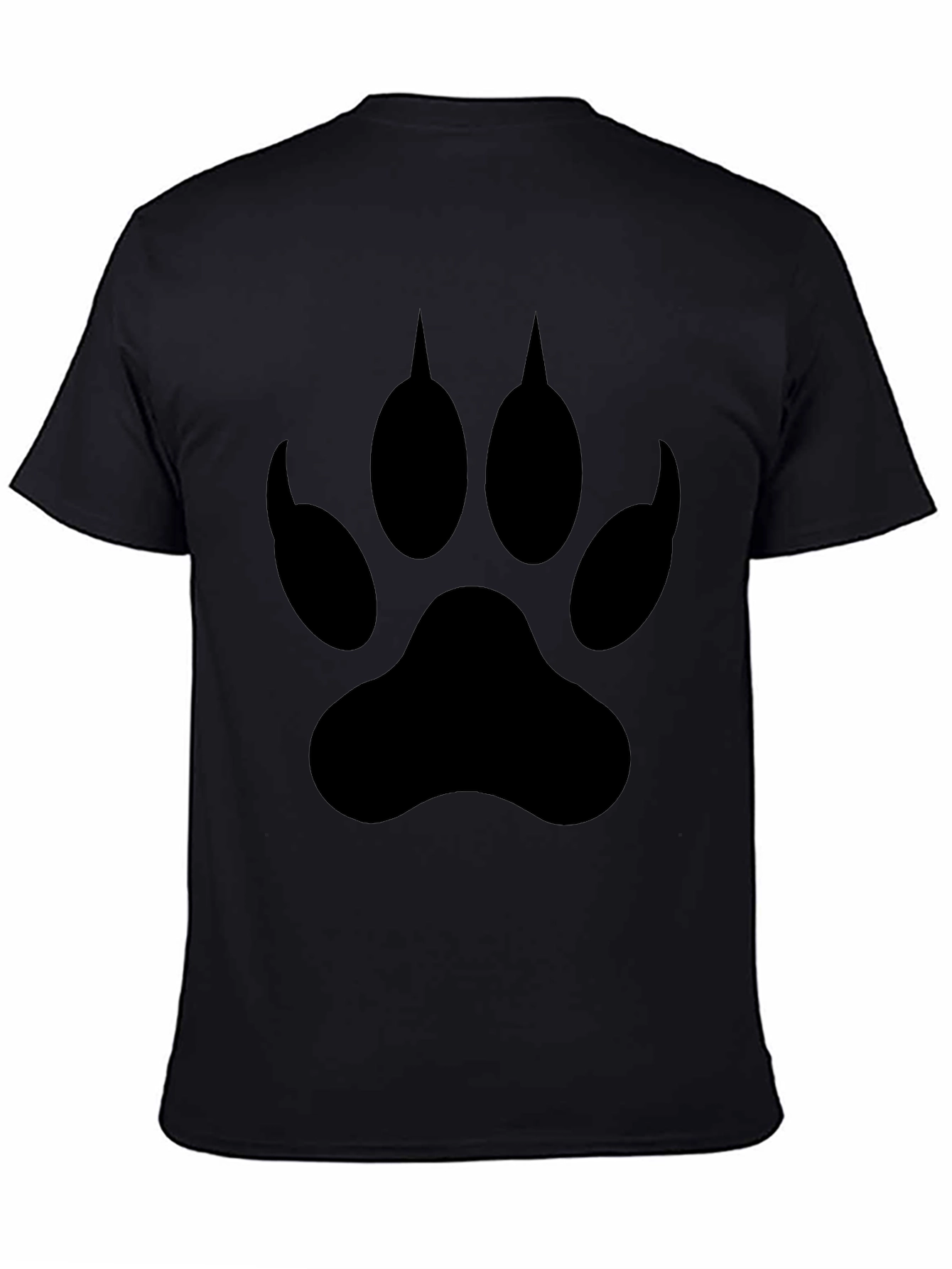 Black T-Shirt with Wolf Paw Print Graphic