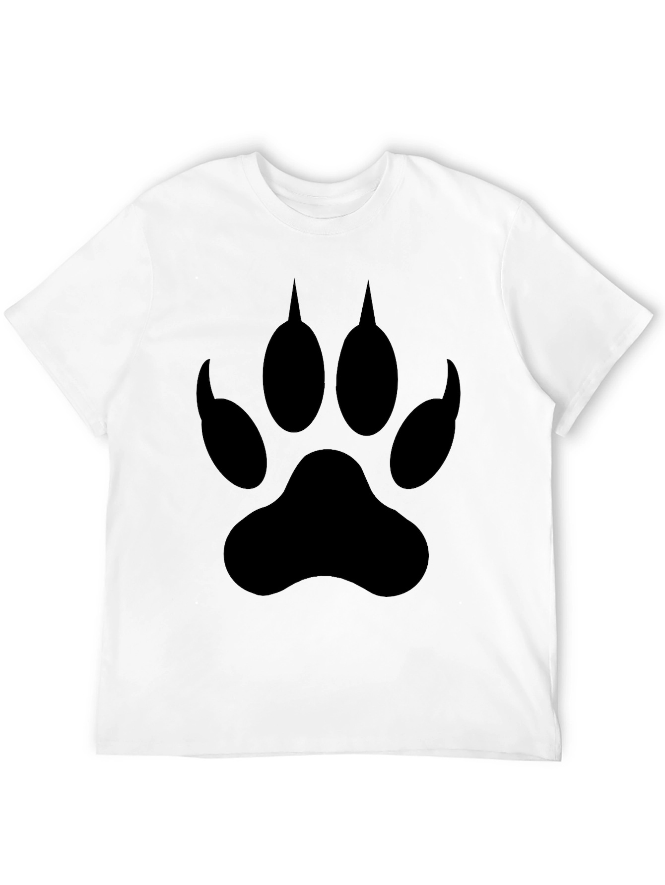 Black T-Shirt with Wolf Paw Print Graphic