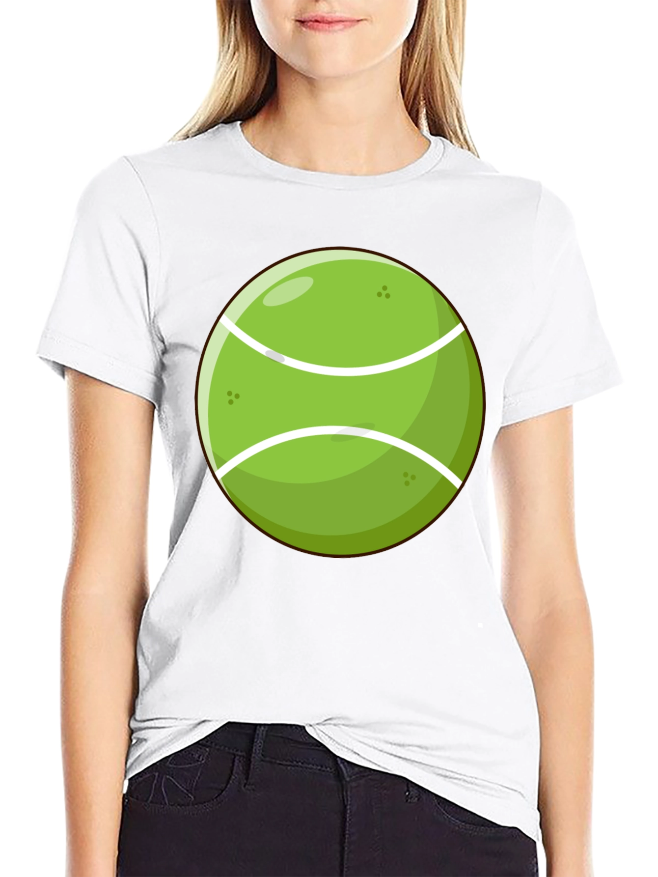 Tennis Ball Graphic Tee - Black Cotton Shirt