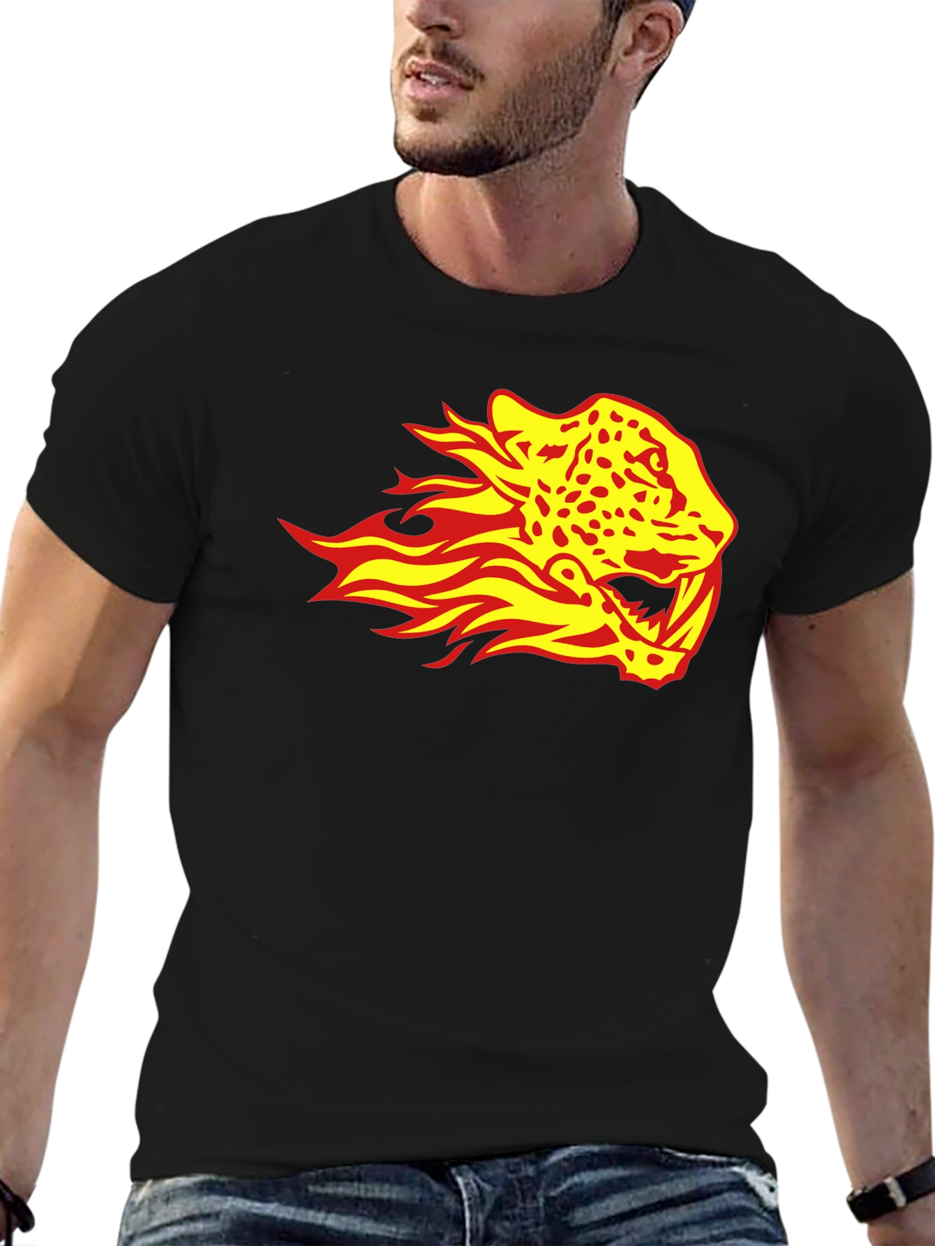 Fiery Jaguar Graphic Tee - Black