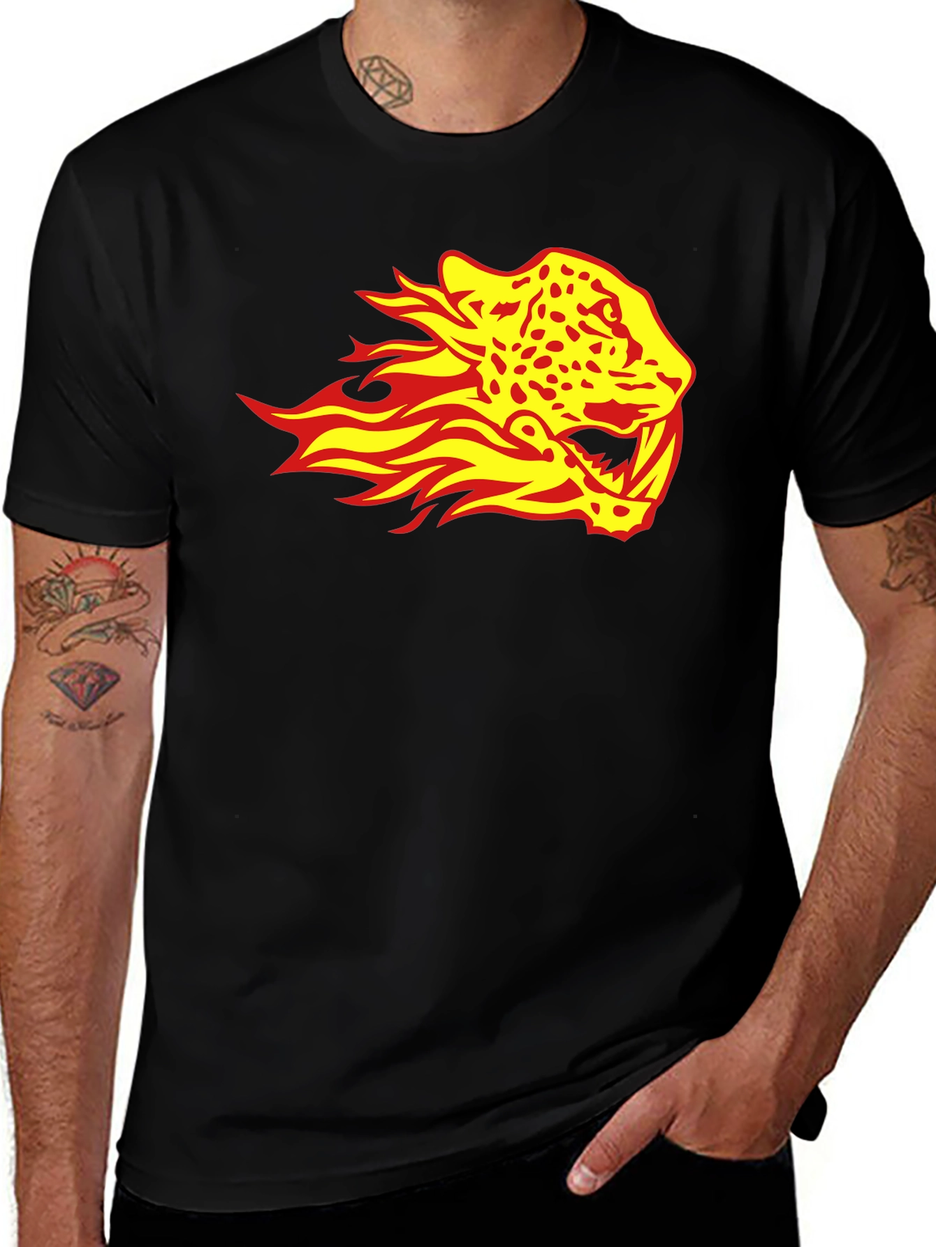 Fiery Jaguar Graphic Tee - Black