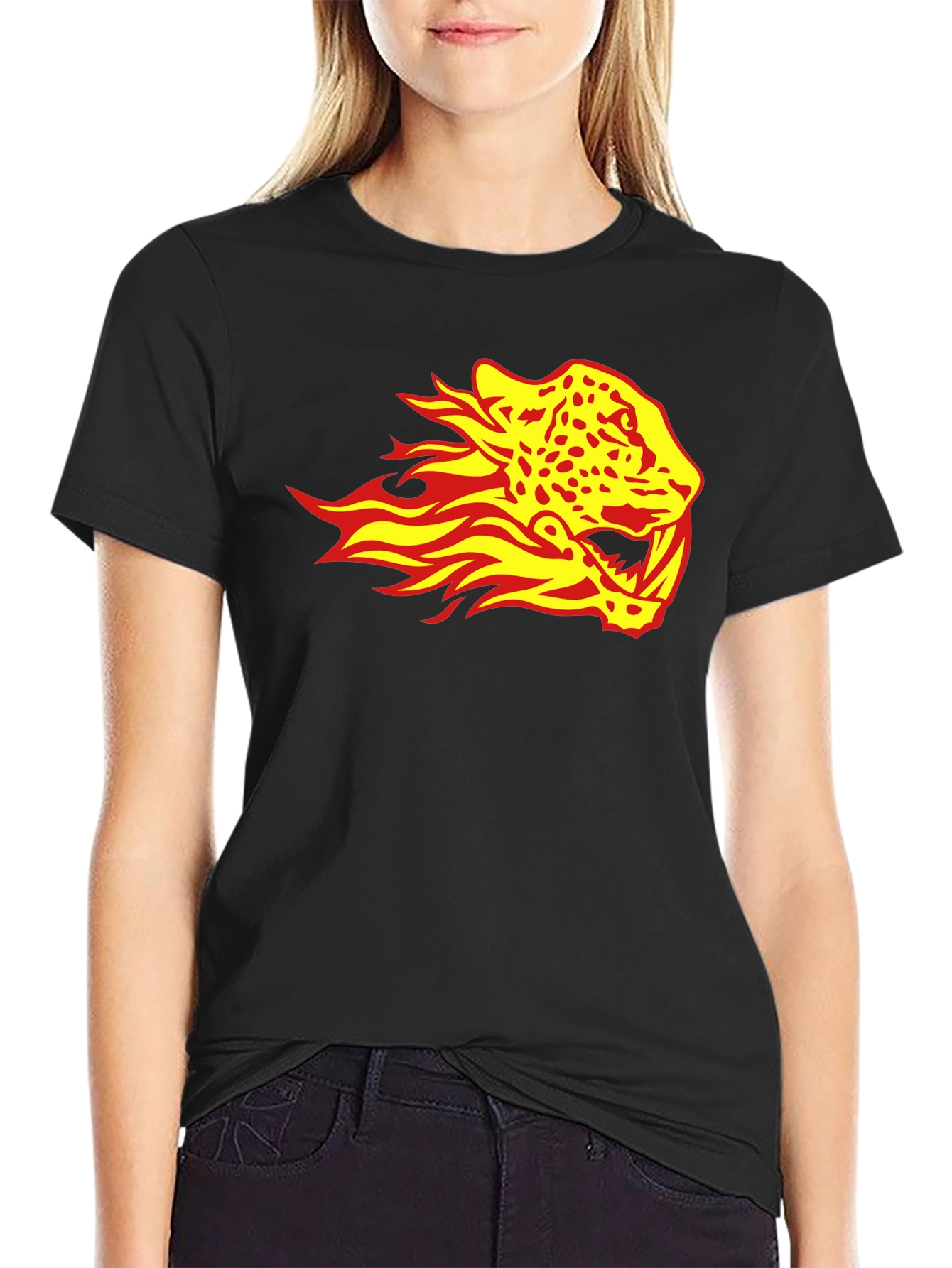Fiery Jaguar Graphic Tee - Black