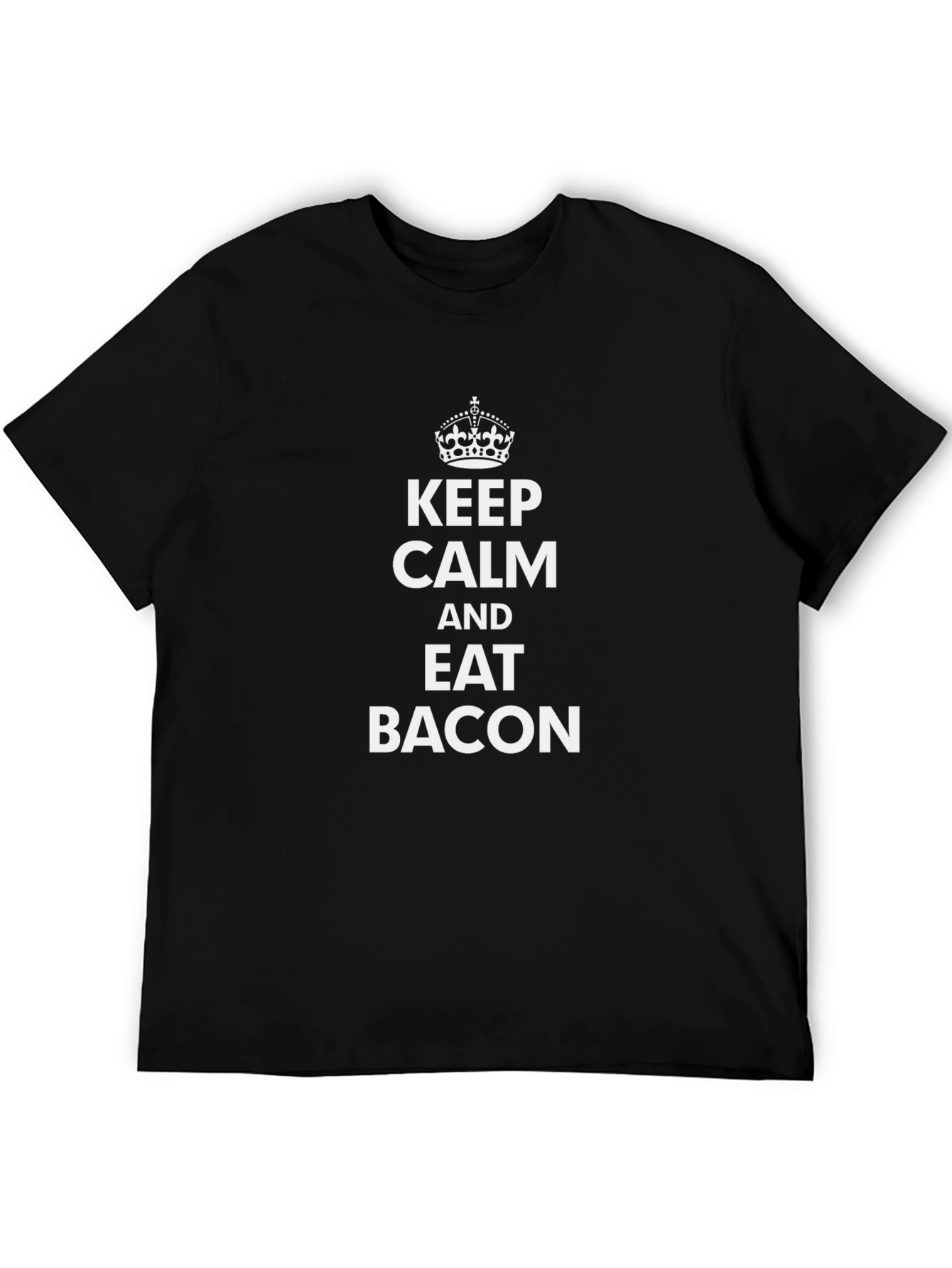 Keep Calm and Eat Bacon Black T-Shirt