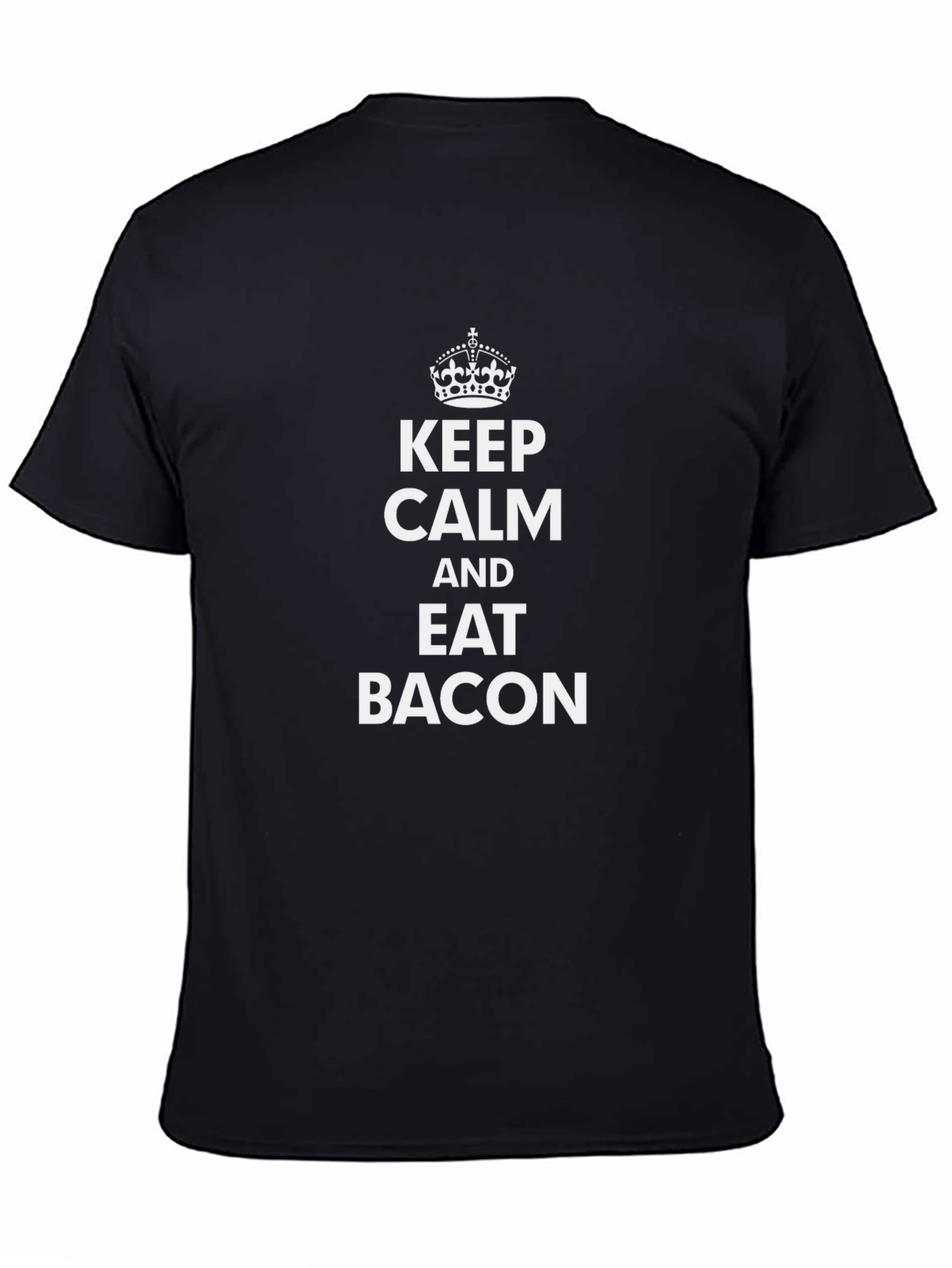 Keep Calm and Eat Bacon Black T-Shirt