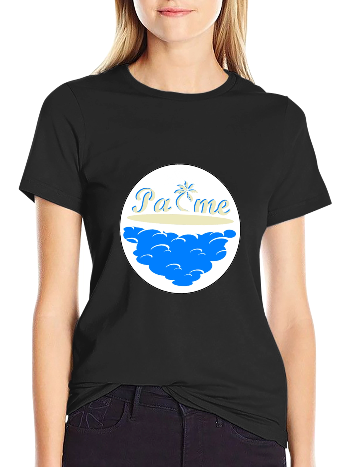 Island Graphic Tee - Black Cotton Shirt