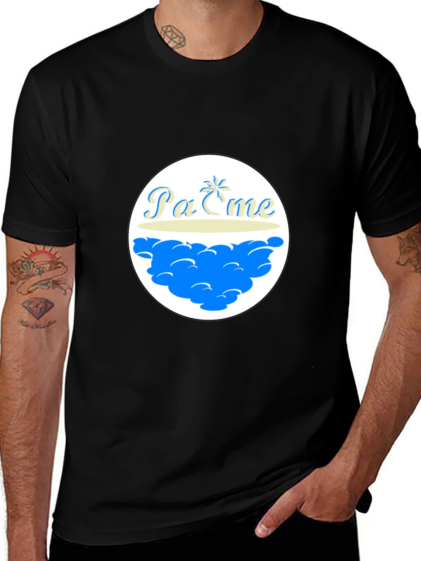 Island Graphic Tee - Black Cotton Shirt