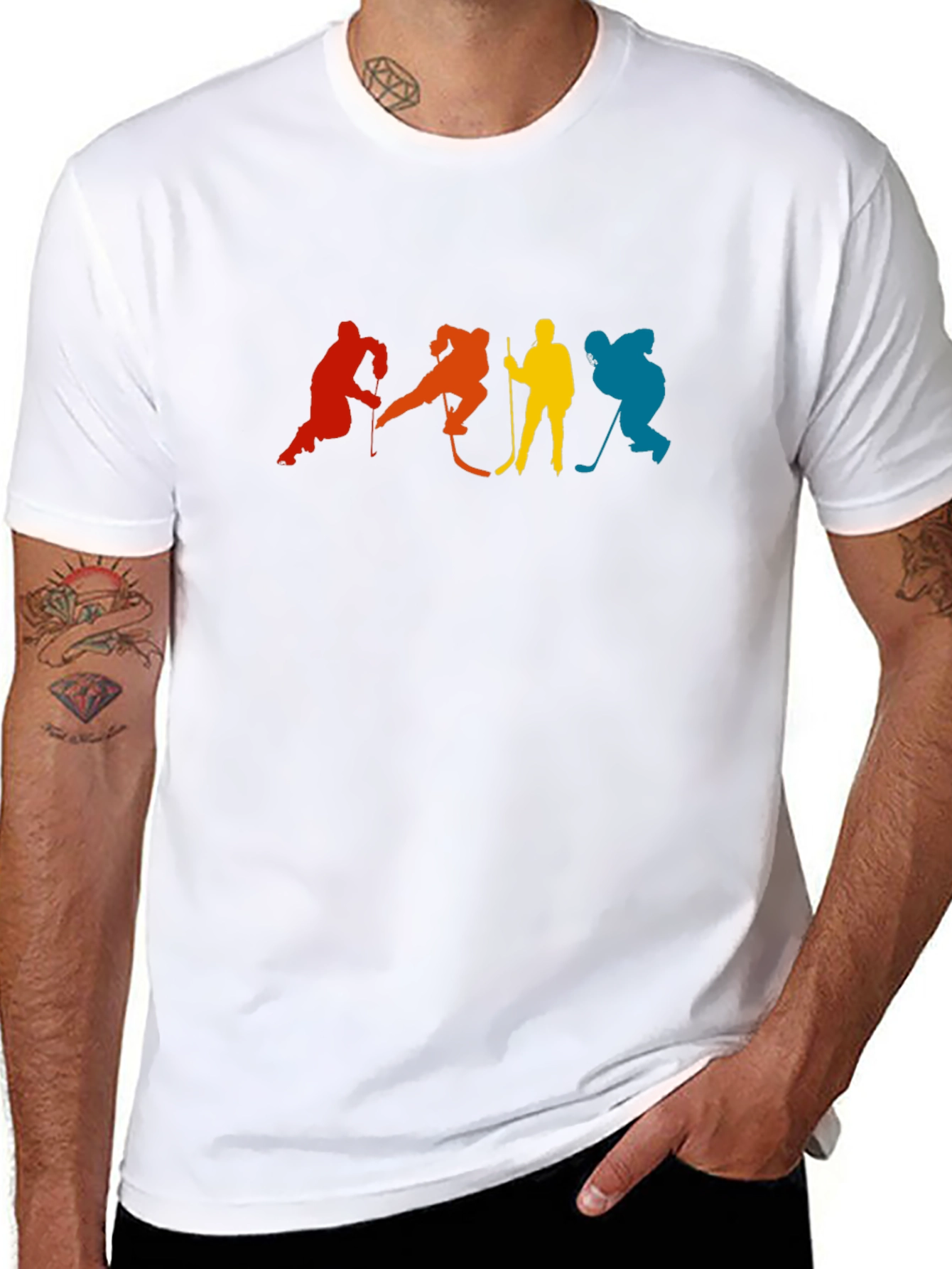 Retro Hockey Player Silhouette Graphic T-Shirt