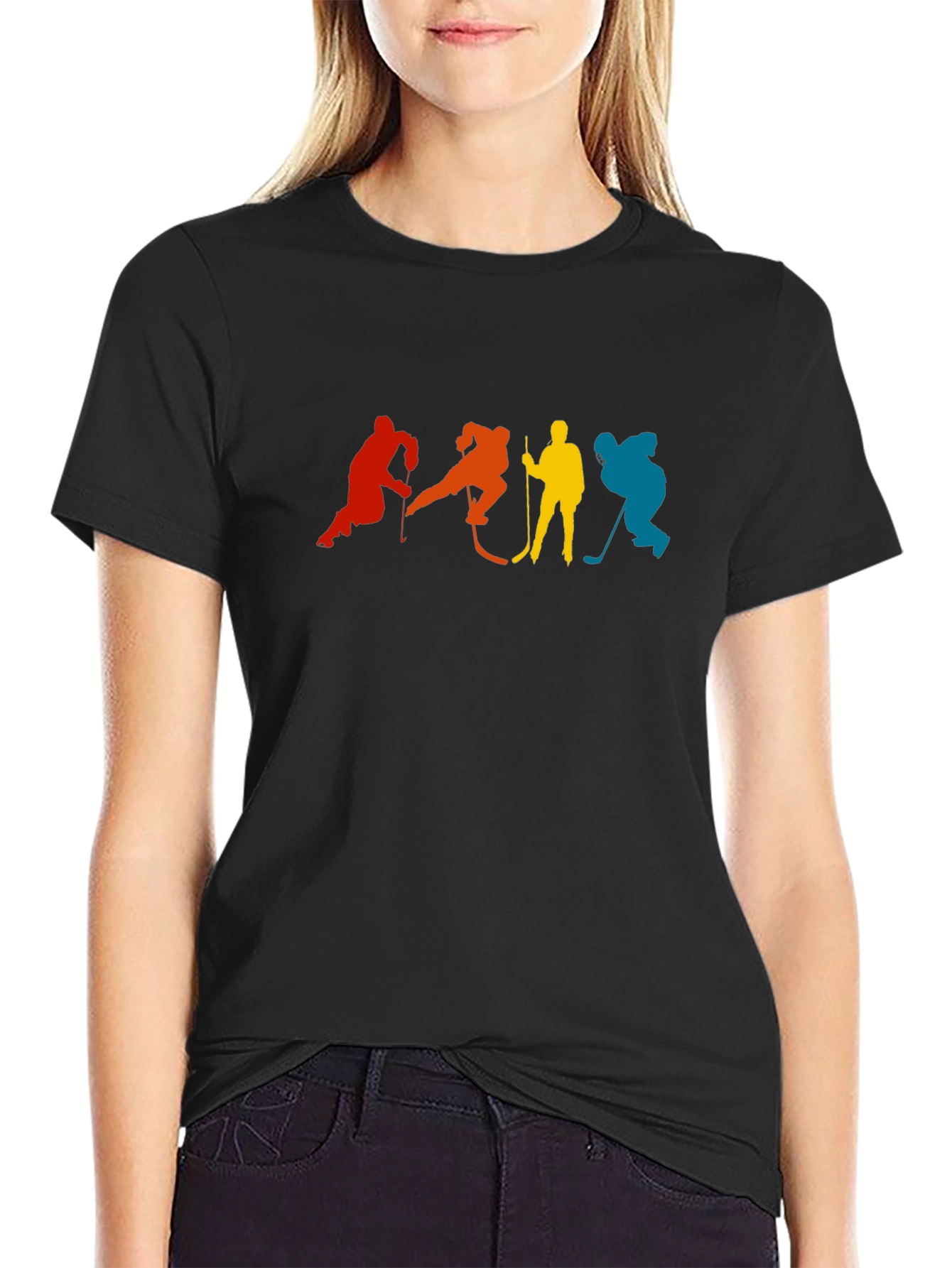 Retro Hockey Player Silhouette Graphic T-Shirt