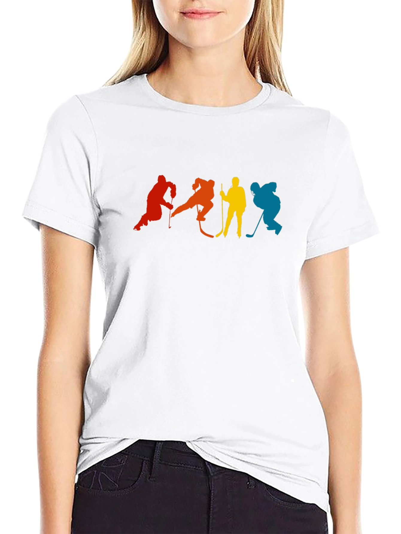 Retro Hockey Player Silhouette Graphic T-Shirt