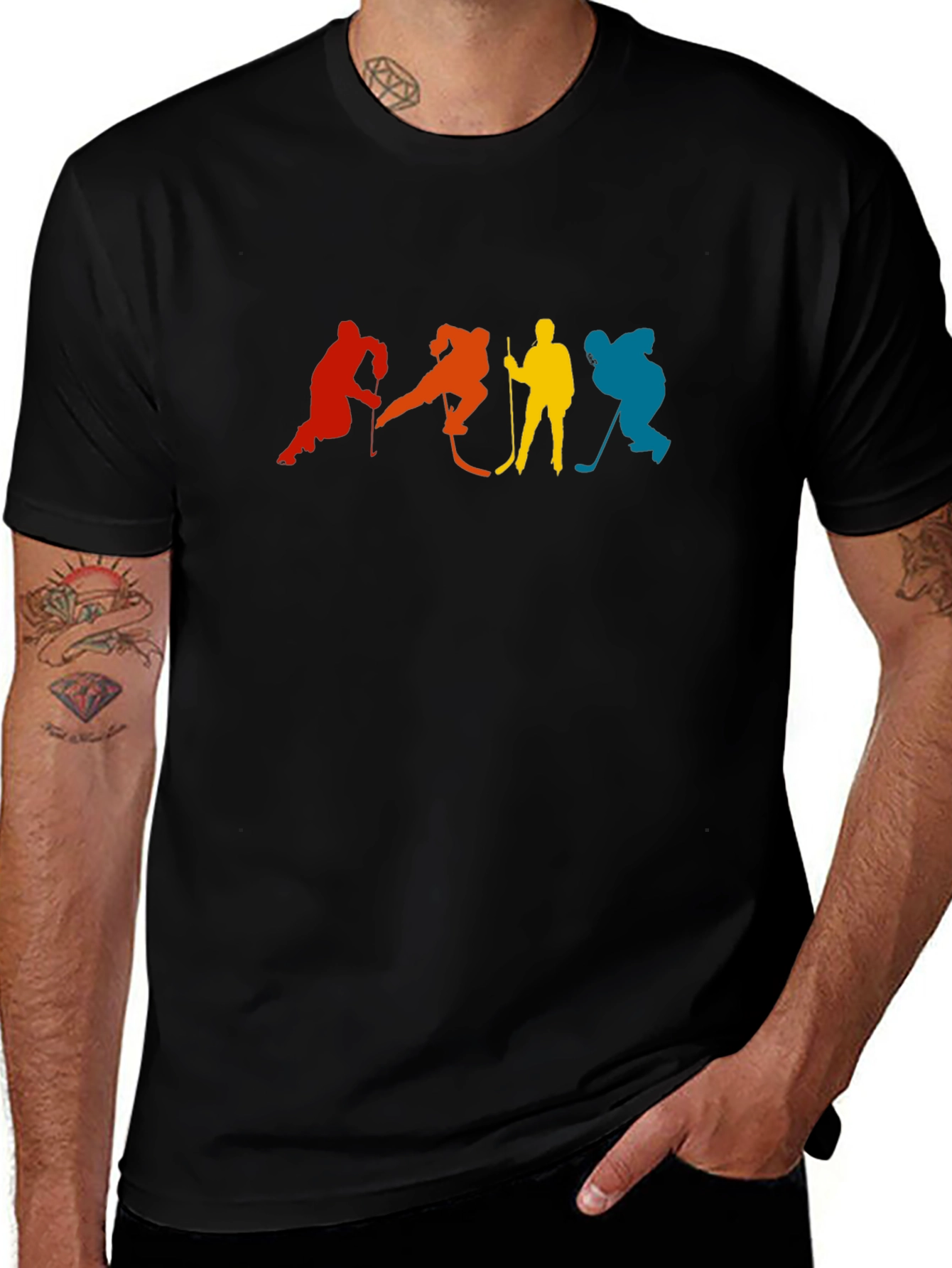 Retro Hockey Player Silhouette Graphic T-Shirt